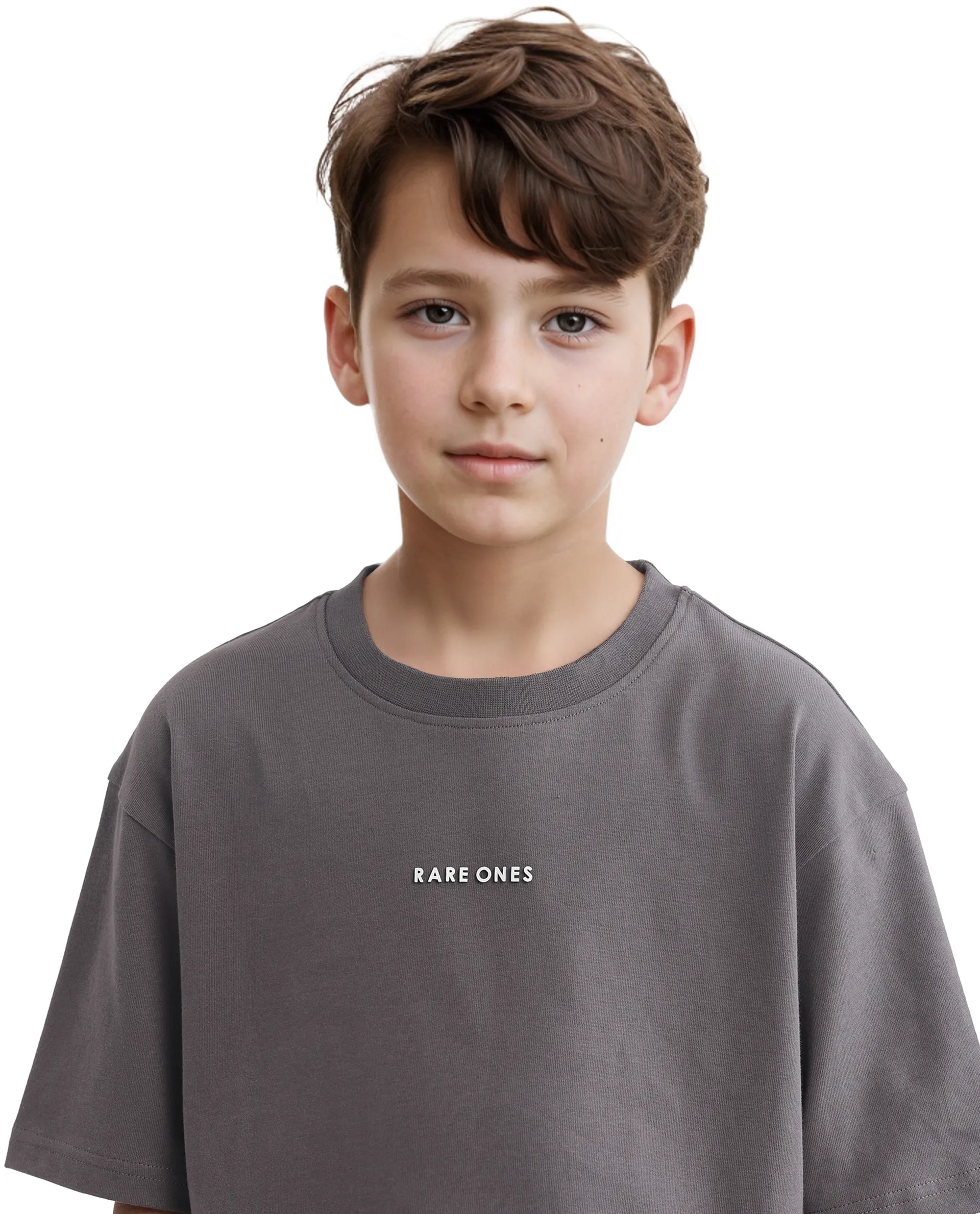 Rare Ones Kids Swyft Dark Grey Cotton Half Sleeve Slip-On Printed Boxy Fit T-Shirt - Image 4