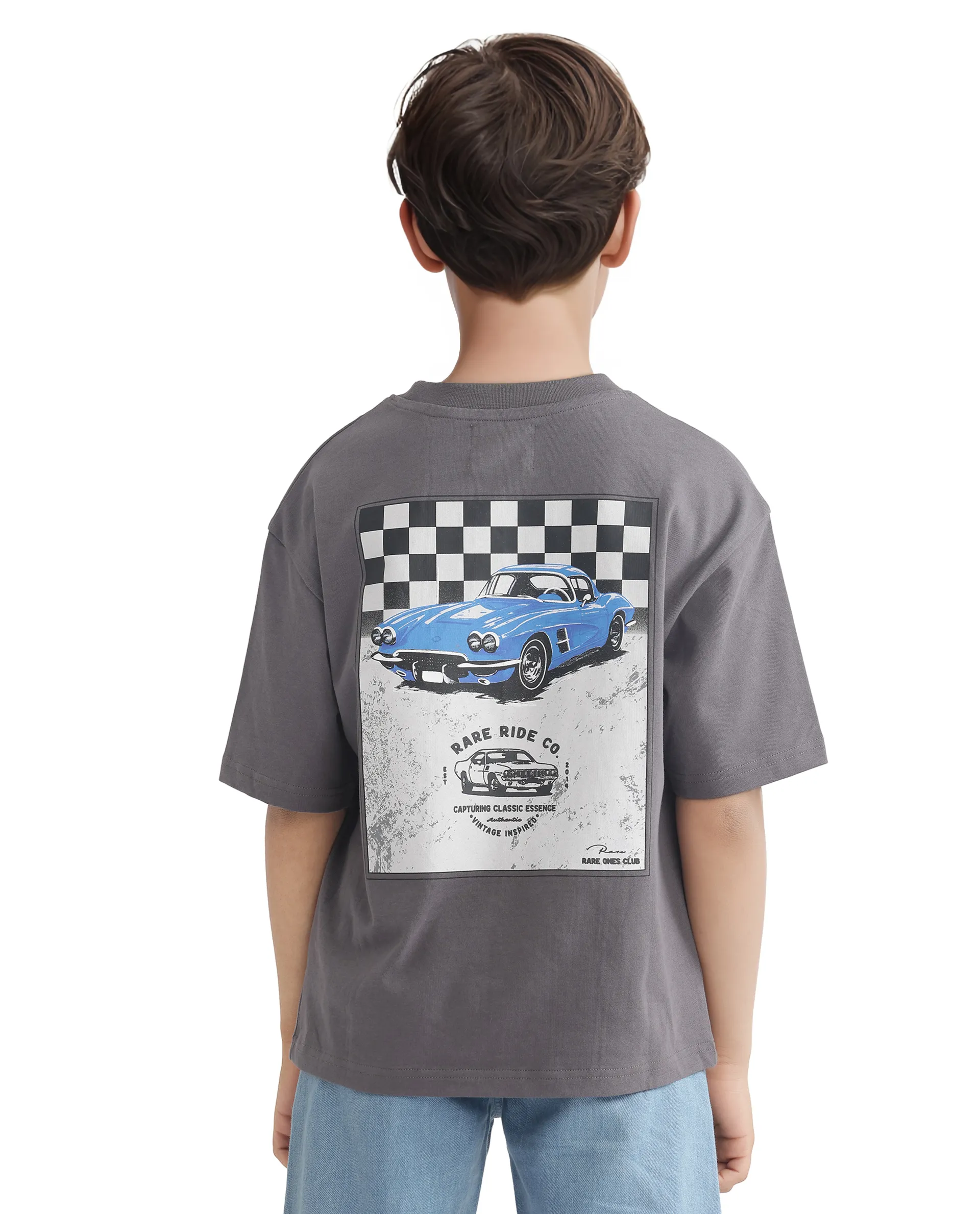Rare Ones Kids Swyft Dark Grey Cotton Half Sleeve Slip-On Printed Boxy Fit T-Shirt - Image 8