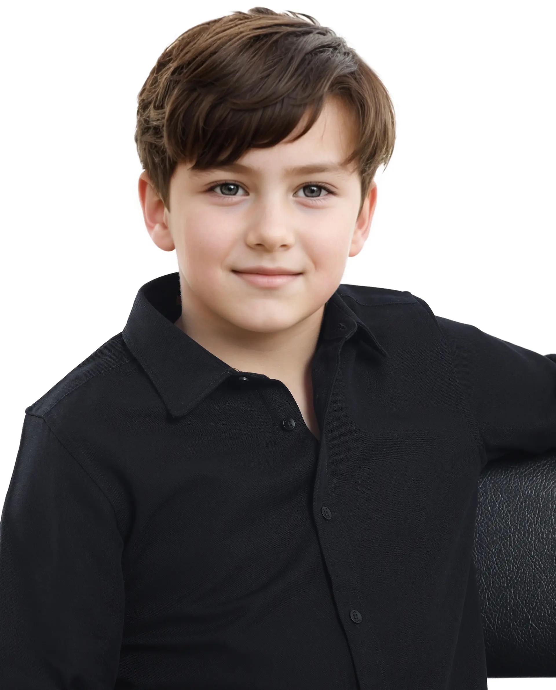 Rare Ones Kids Tago Black Cotton Full Sleeve Button Solid Regular Fit Shirt - Image 3
