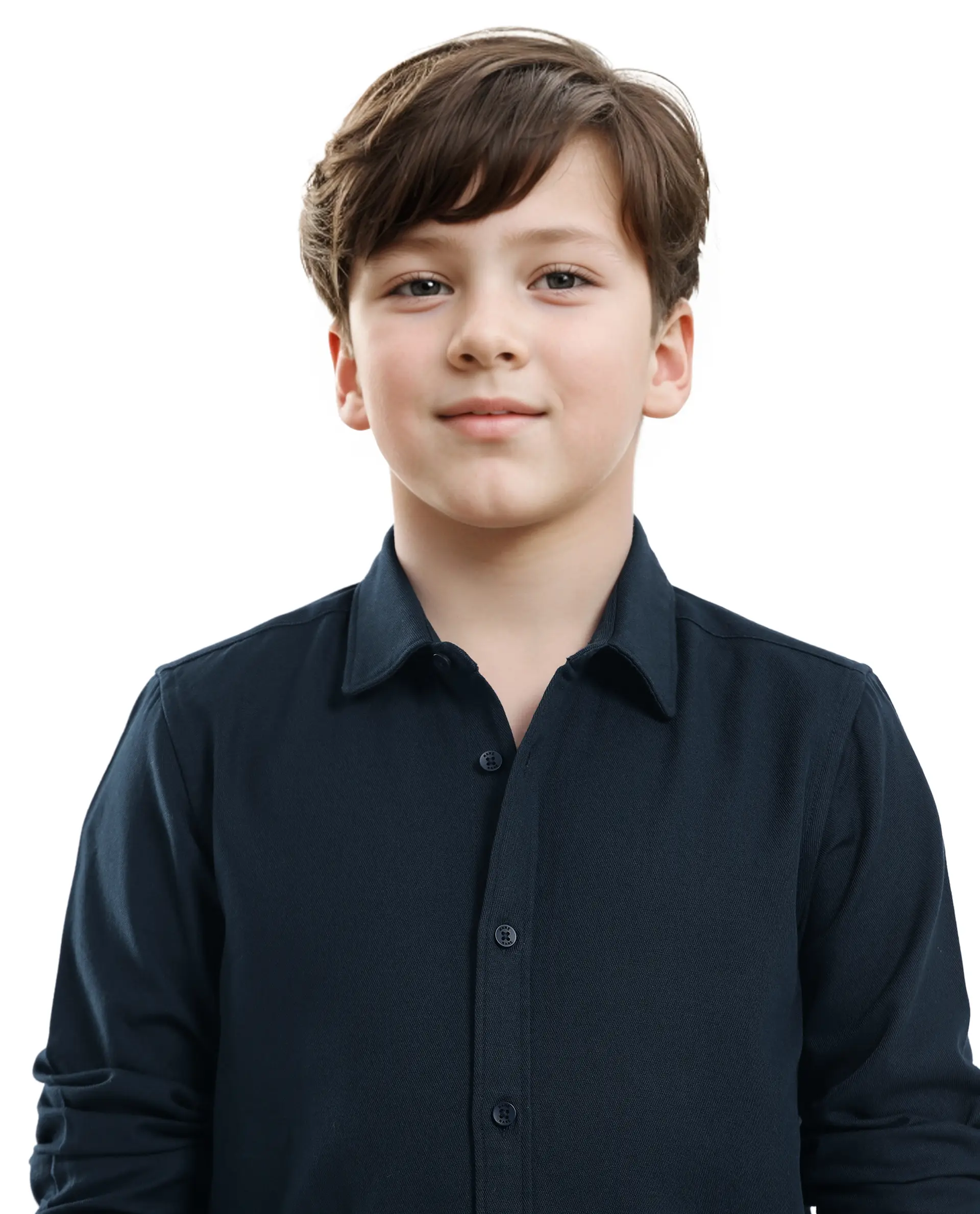 Rare Ones Kids Tago Navy Cotton Full Sleeve Button Solid Regular Fit Shirt - Image 4
