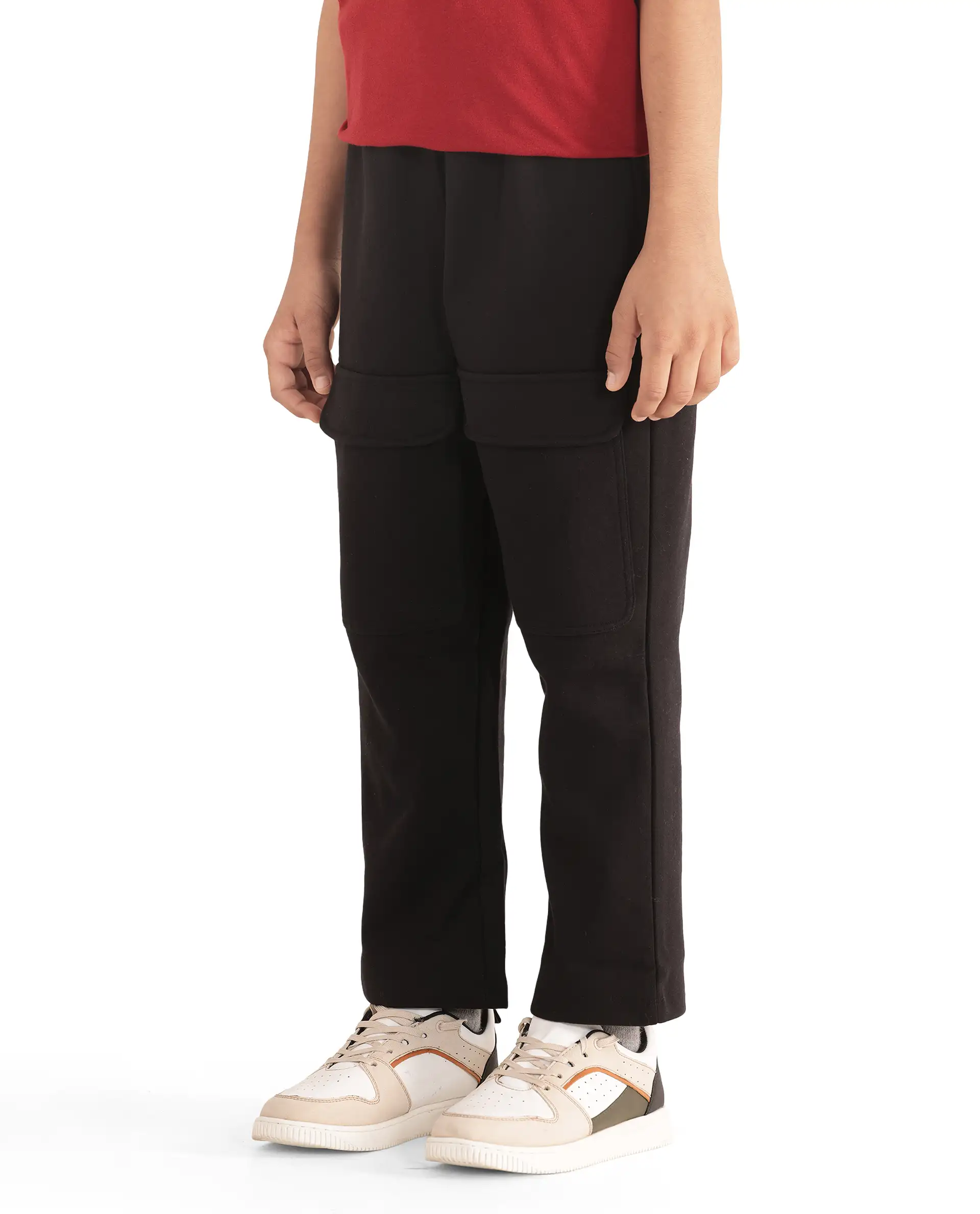 Rare Ones Kids Tami Black Cotton Poly Regular Fit Multipocket Solid Trackpant - Image 2