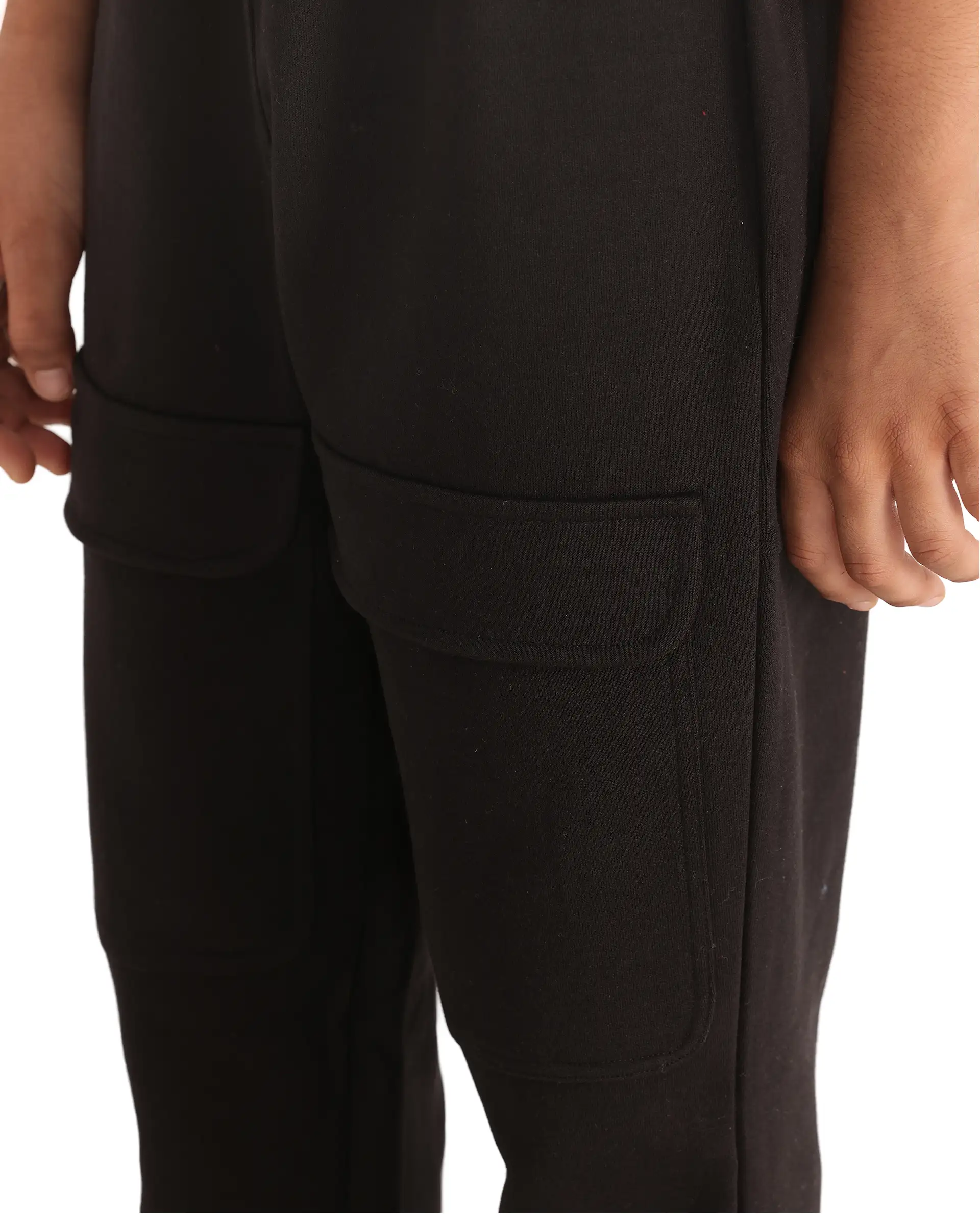 Rare Ones Kids Tami Black Cotton Poly Regular Fit Multipocket Solid Trackpant - Image 5