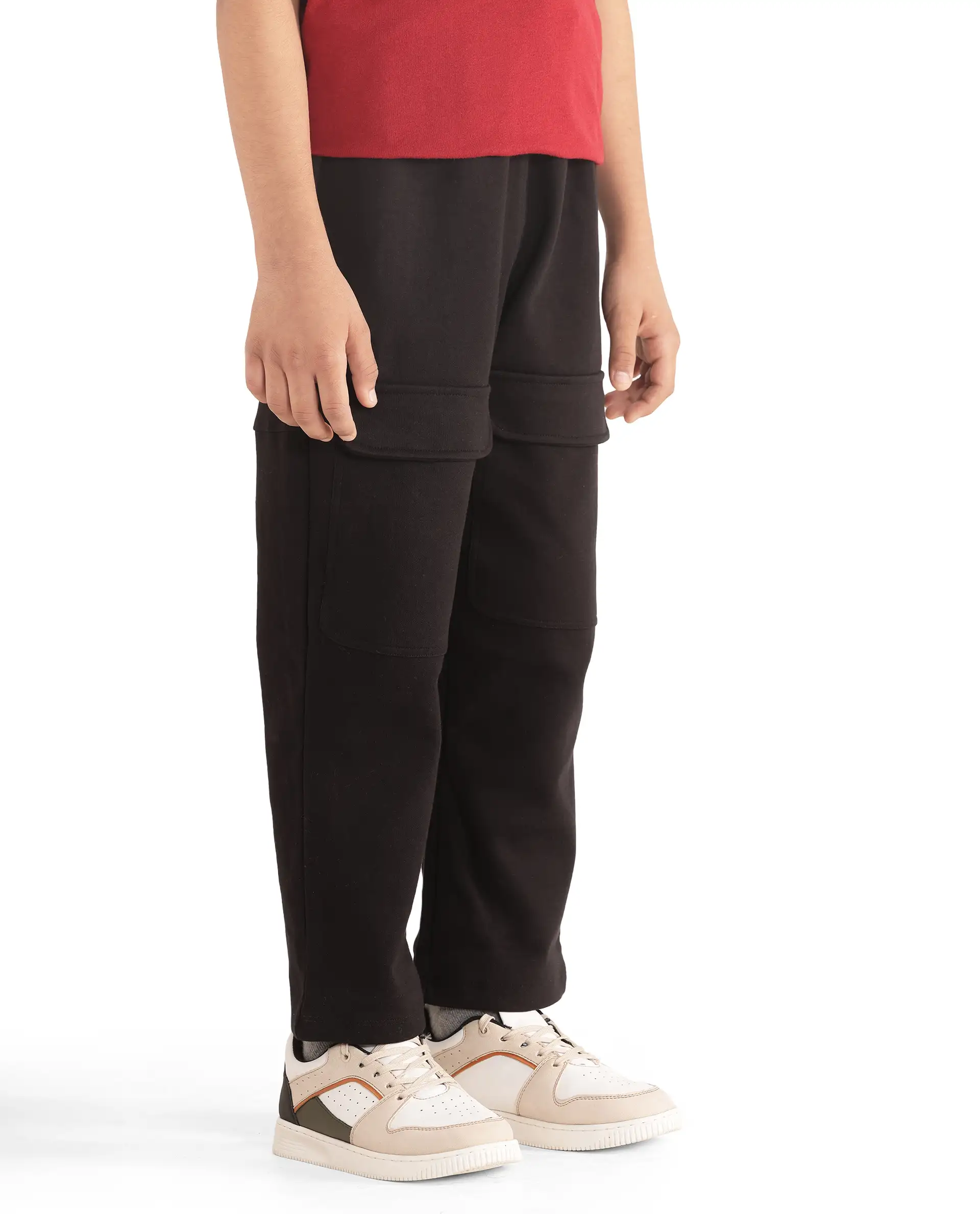 Rare Ones Kids Tami Black Cotton Poly Regular Fit Multipocket Solid Trackpant - Image 8