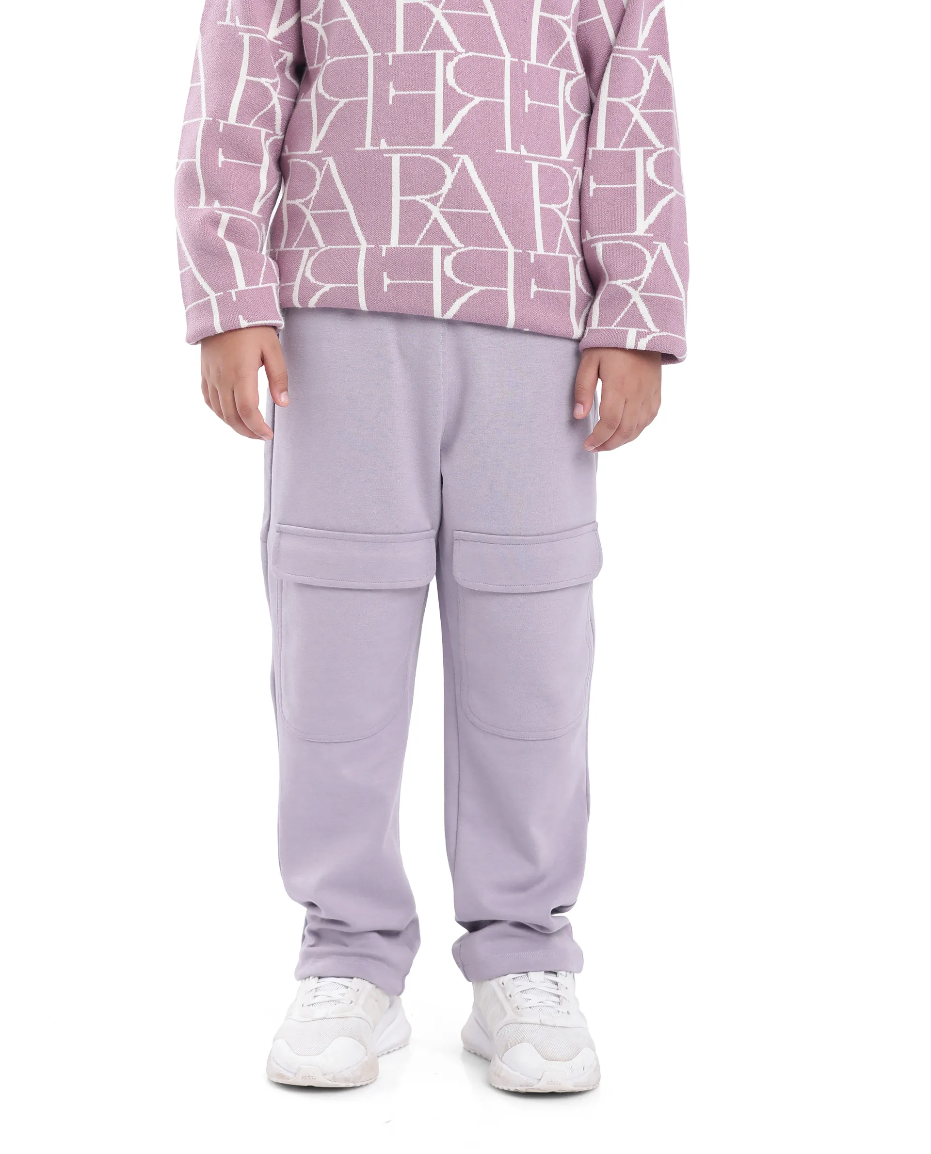 Rare Ones Kids Tami Dusky Purple Cotton Poly Regular Fit Multipocket Solid Trackpant - Image 3