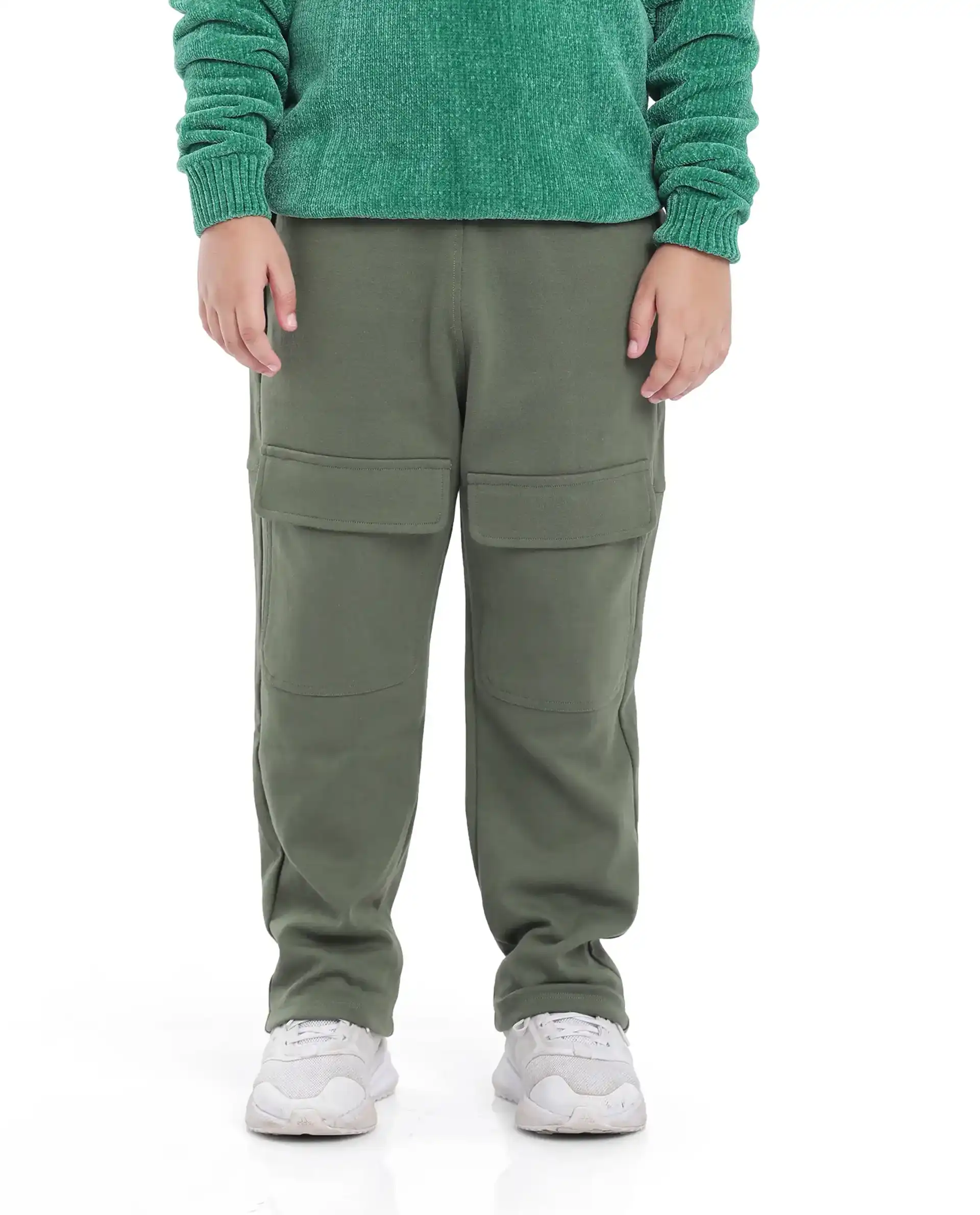 Rare Ones Kids Tami Green Cotton Poly Regular Fit Multipocket Solid Trackpant - Image 2
