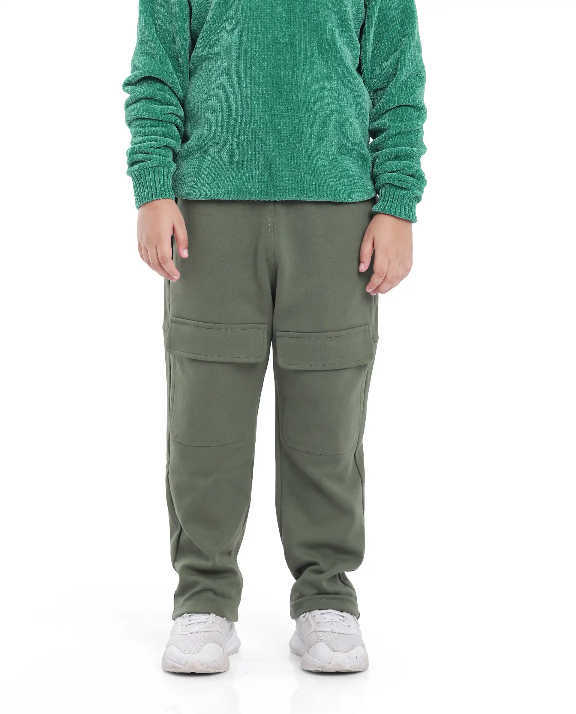 Rare Ones Kids Tami Green Cotton Poly Regular Fit Multipocket Solid Trackpant - Image 3
