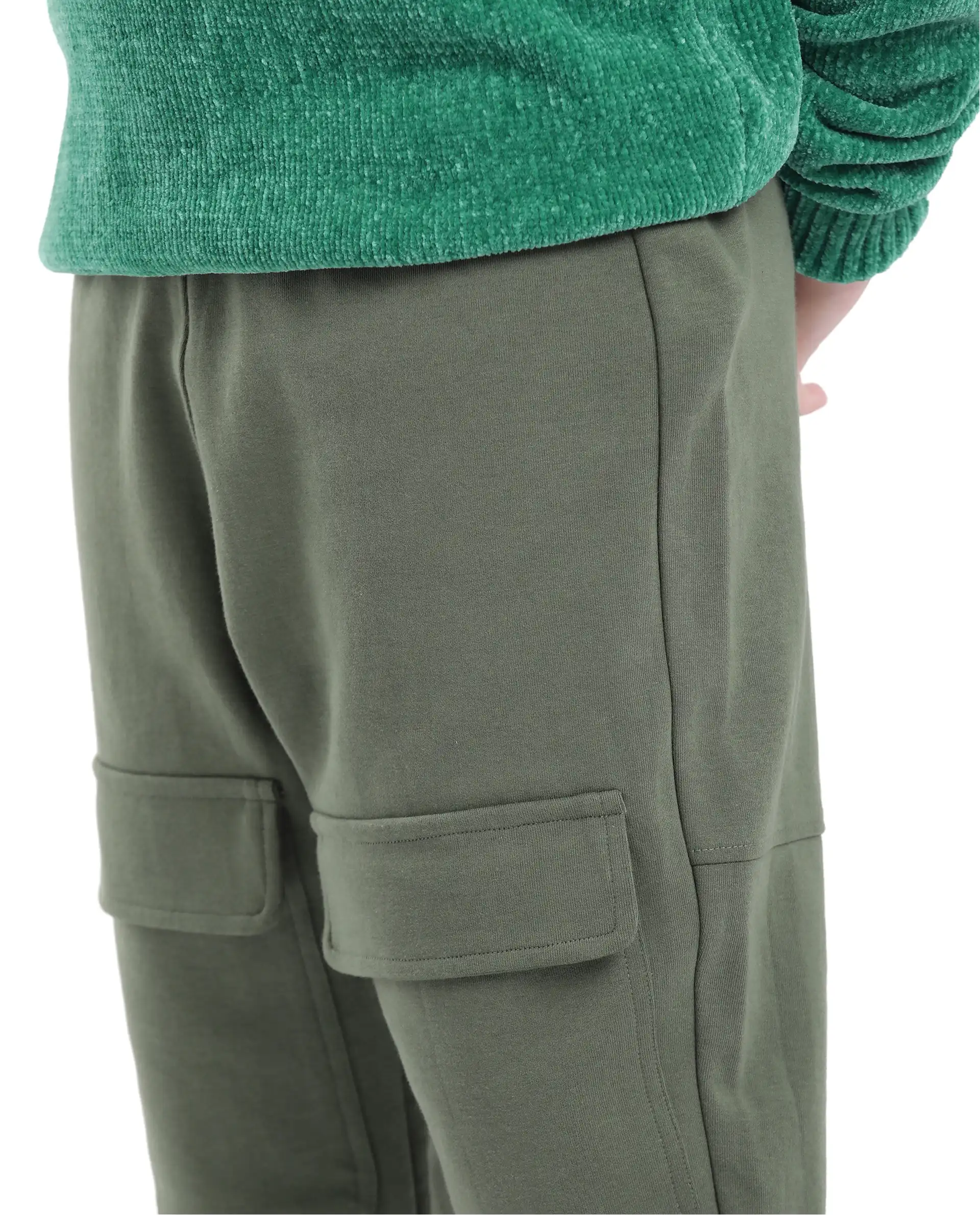 Rare Ones Kids Tami Green Cotton Poly Regular Fit Multipocket Solid Trackpant - Image 6