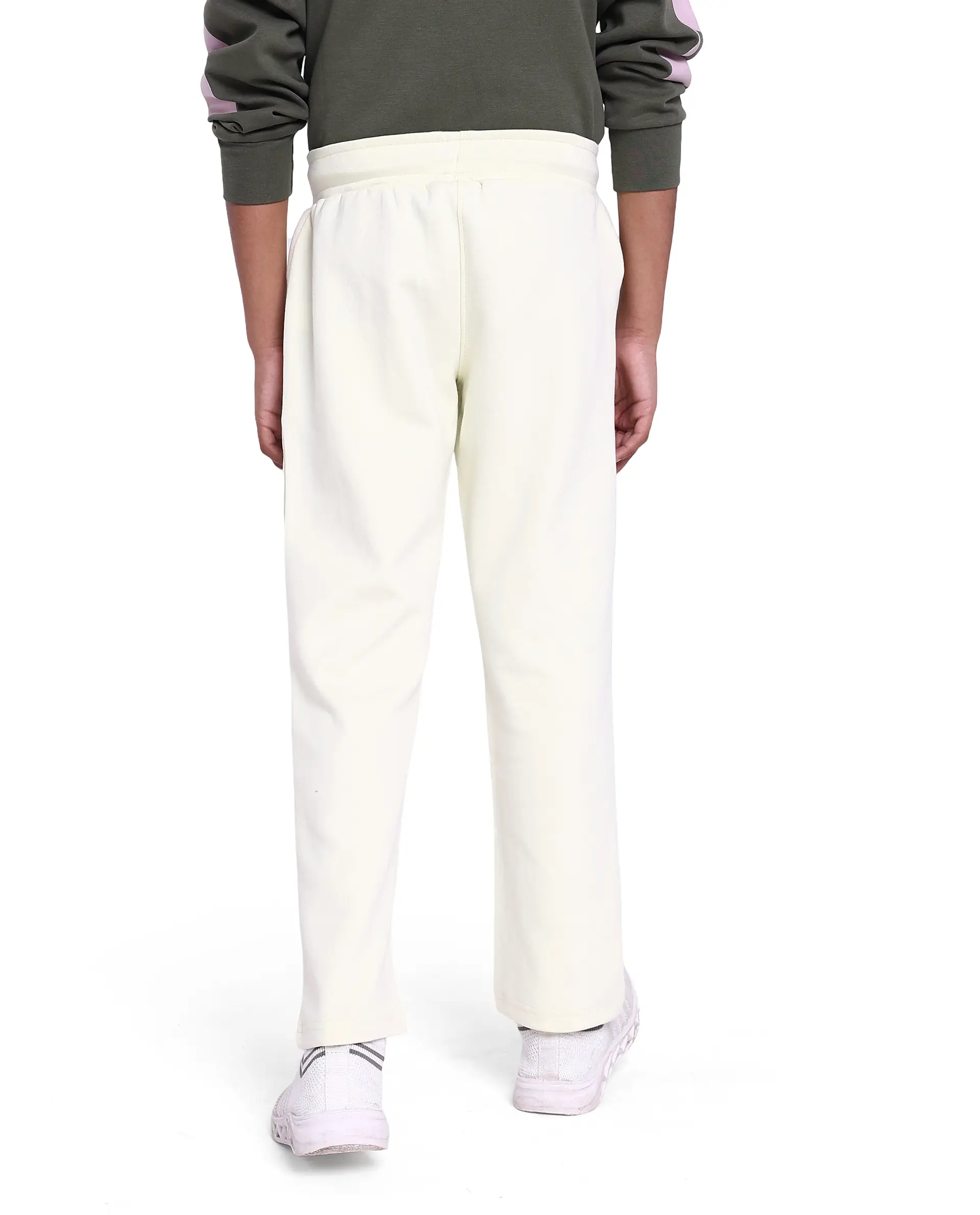 Rare Ones Kids Tami Light Yellow Cotton Poly Regular Fit Multipocket Solid Trackpant - Image 4