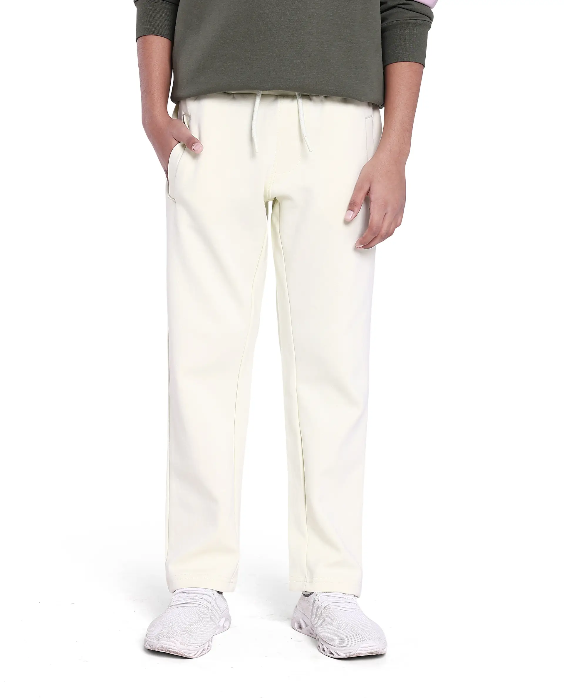 Rare Ones Kids Tami Light Yellow Cotton Poly Regular Fit Multipocket Solid Trackpant - Image 6