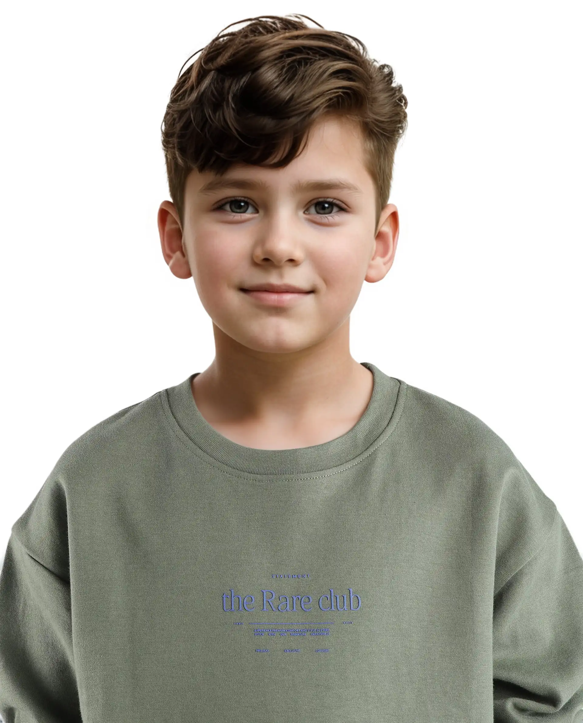 Rare Ones Kids Tamu Dark Green Cotton Full Sleeve Hd Print With Twill Texture Sweatshirt - Image 3