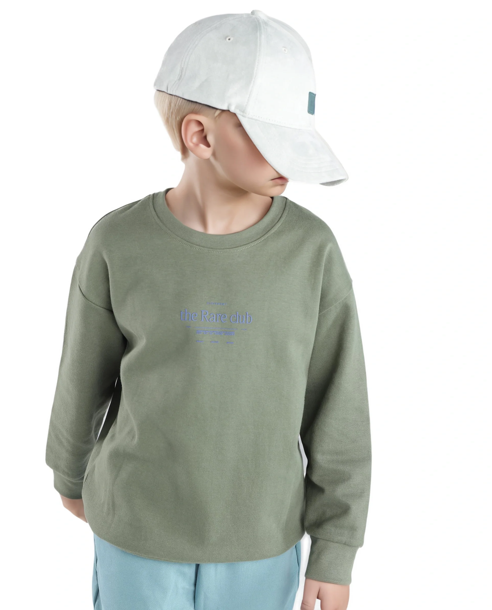 Rare Ones Kids Tamu Dark Green Cotton Full Sleeve Hd Print With Twill Texture Sweatshirt - Image 4