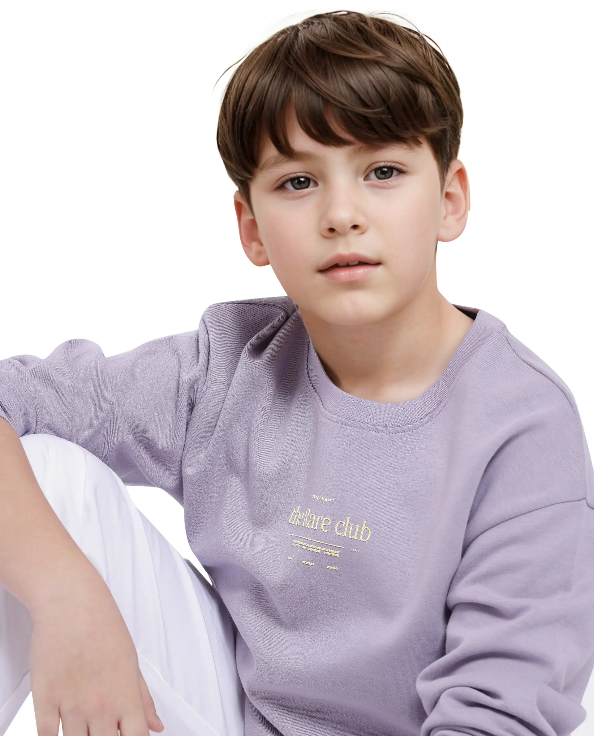 Rare Ones Kids Tamu Dusky Purple Cotton Full Sleeve Crew Neck Hd Print With Twill Texture Sweatshirt - Image 3