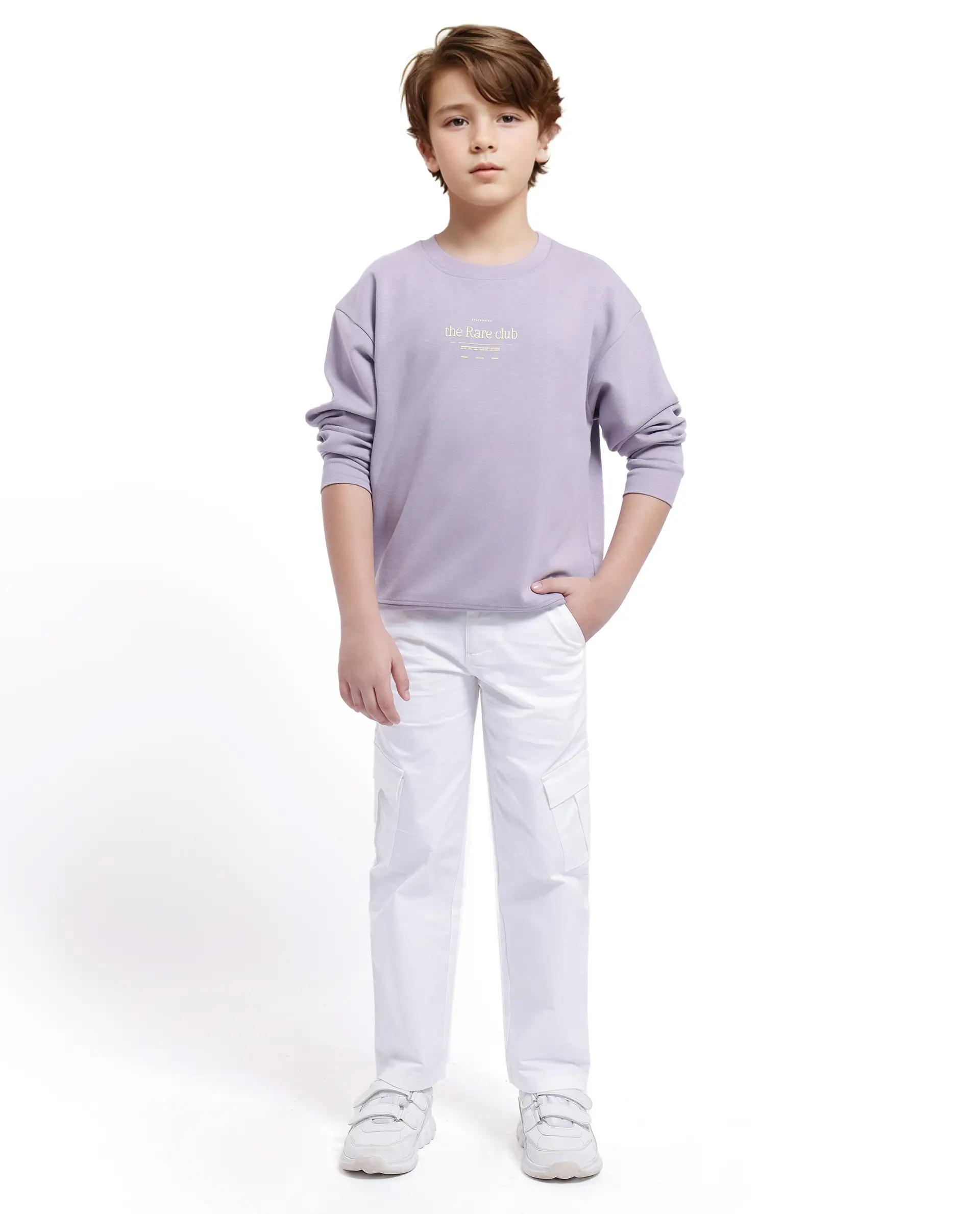 Rare Ones Kids Tamu Dusky Purple Cotton Full Sleeve Crew Neck Hd Print With Twill Texture Sweatshirt - Image 4