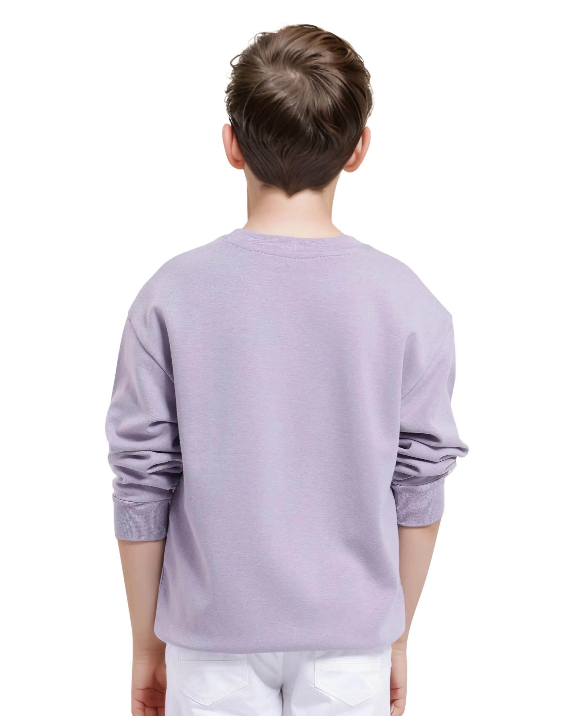 Rare Ones Kids Tamu Dusky Purple Cotton Full Sleeve Crew Neck Hd Print With Twill Texture Sweatshirt - Image 6