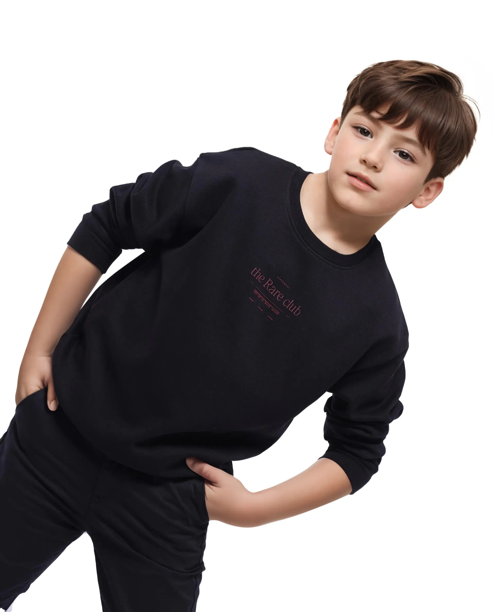 Rare Ones Kids Tamu Black Cotton Full Sleeve Crew Neck Hd Print With Twill Texture Sweatshirt - Image 3
