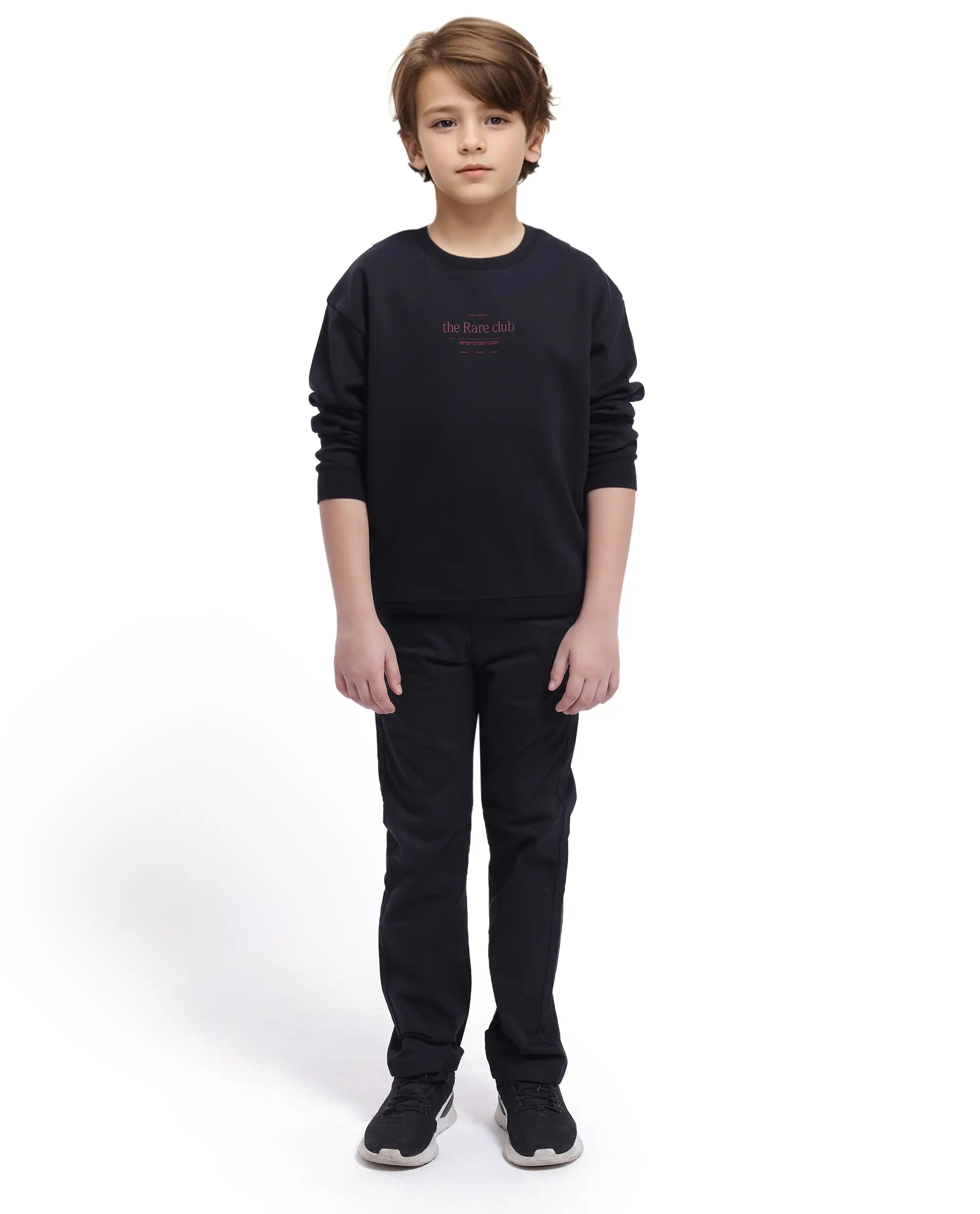 Rare Ones Kids Tamu Black Cotton Full Sleeve Crew Neck Hd Print With Twill Texture Sweatshirt - Image 4