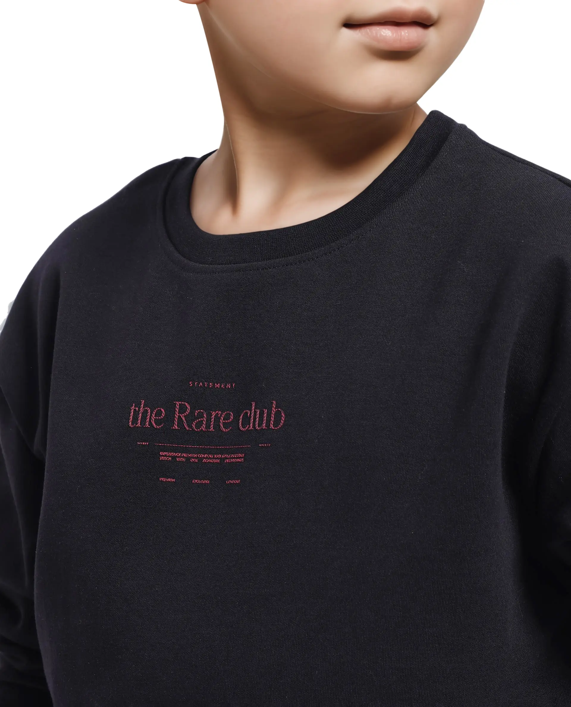 Rare Ones Kids Tamu Black Cotton Full Sleeve Crew Neck Hd Print With Twill Texture Sweatshirt - Image 5