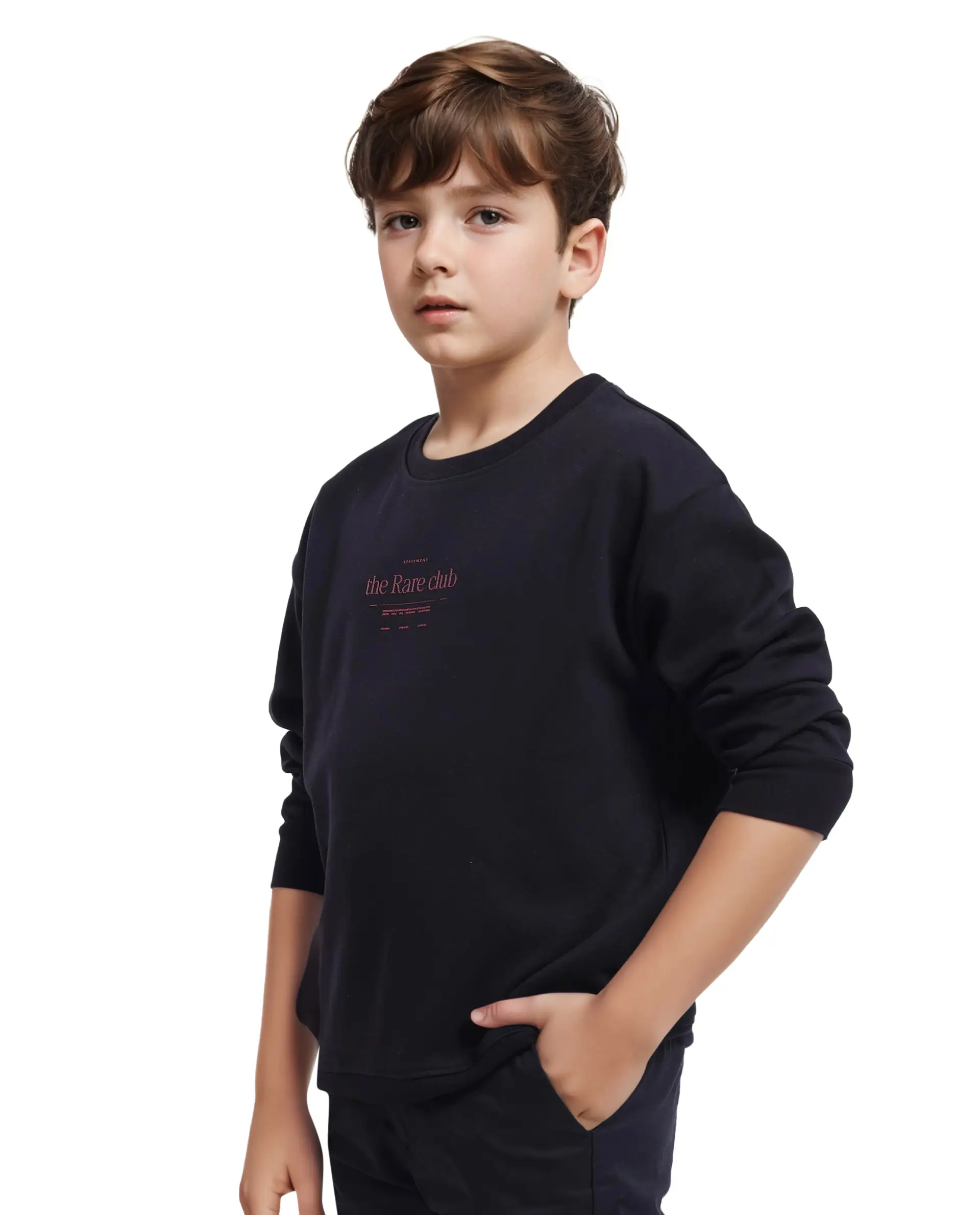 Rare Ones Kids Tamu Black Cotton Full Sleeve Crew Neck Hd Print With Twill Texture Sweatshirt - Image 7
