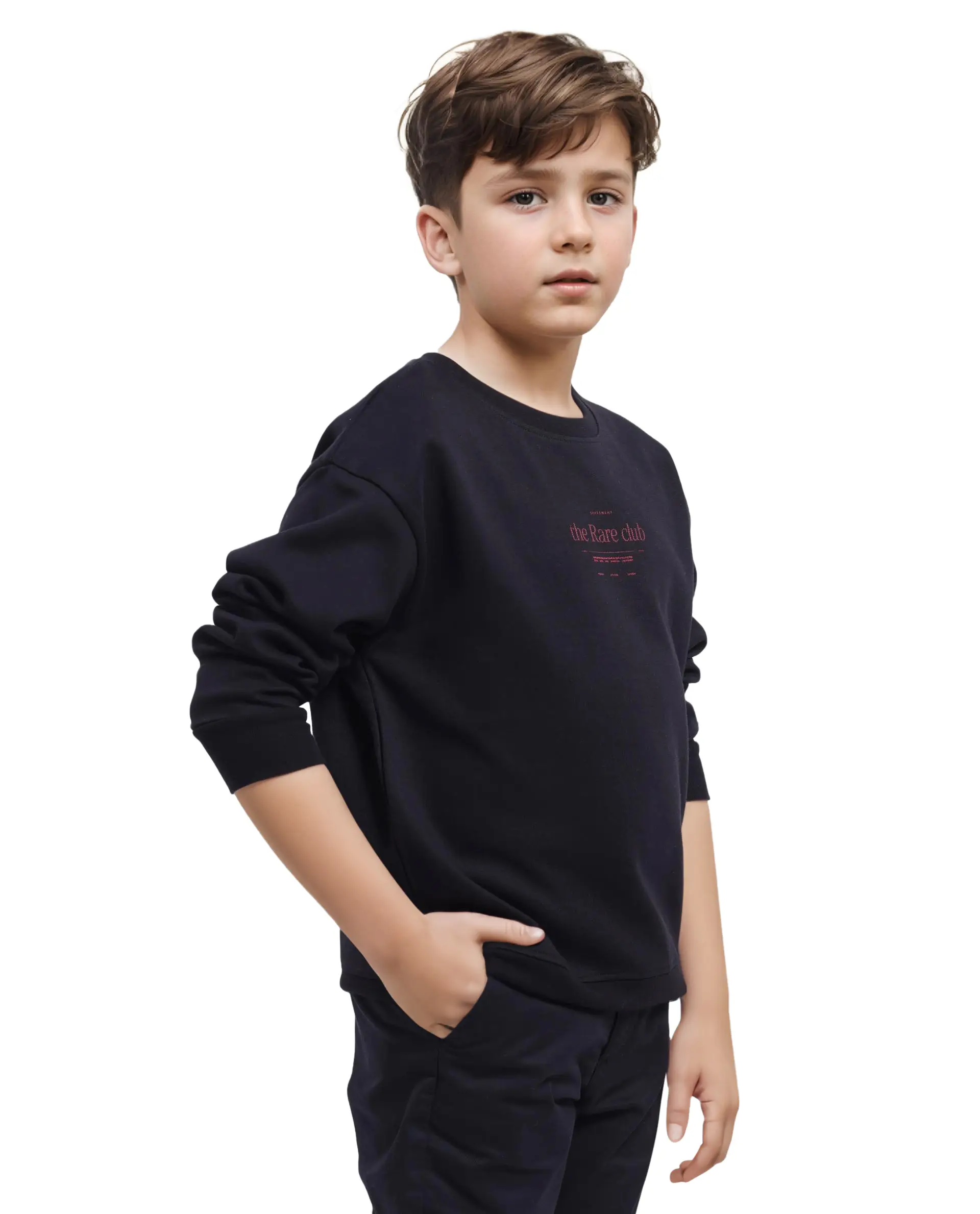 Rare Ones Kids Tamu Black Cotton Full Sleeve Crew Neck Hd Print With Twill Texture Sweatshirt - Image 8