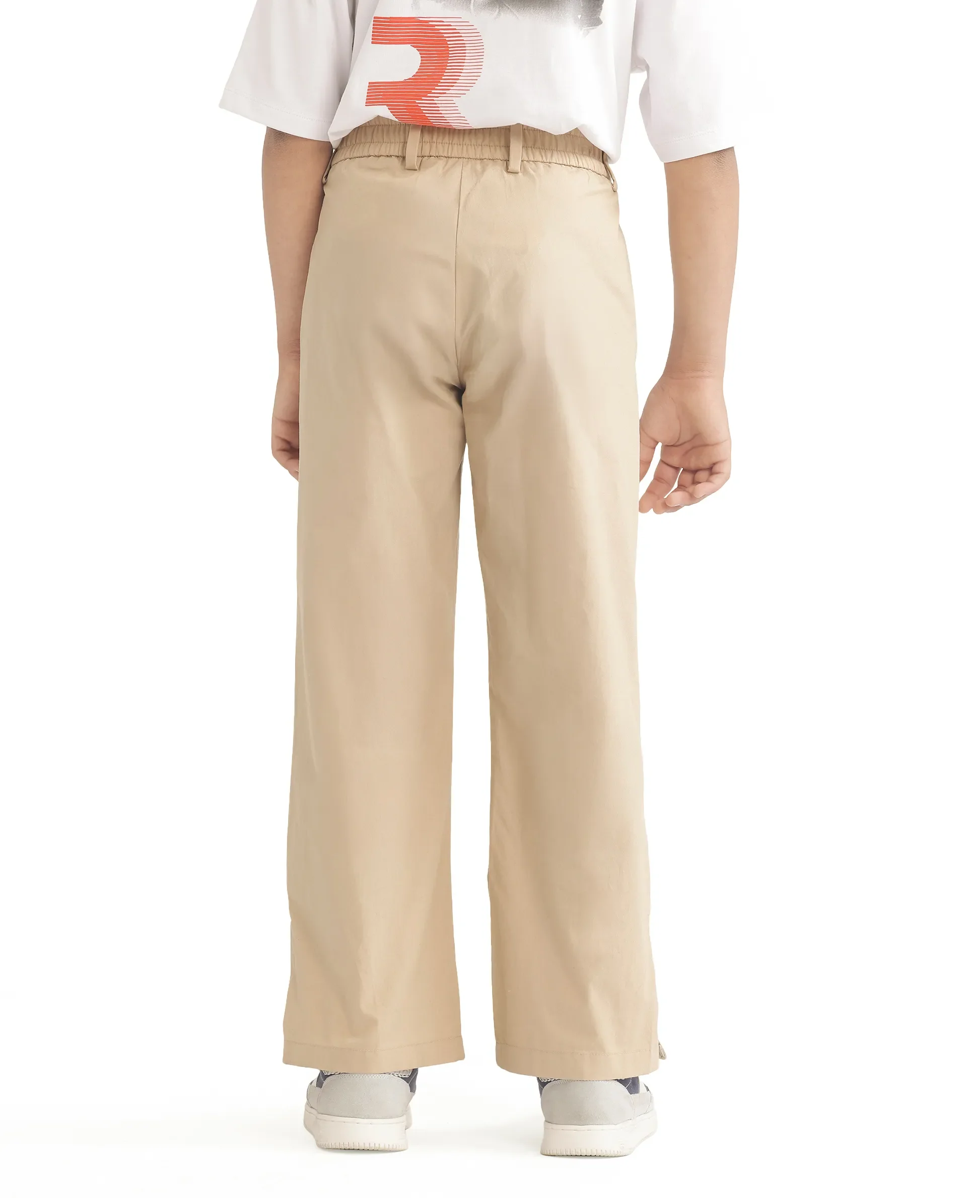 Rare Ones Kids Taper-B Beige Button & Zip Closure Regular Fit Tape Detailed Cotton Trouser - Image 8