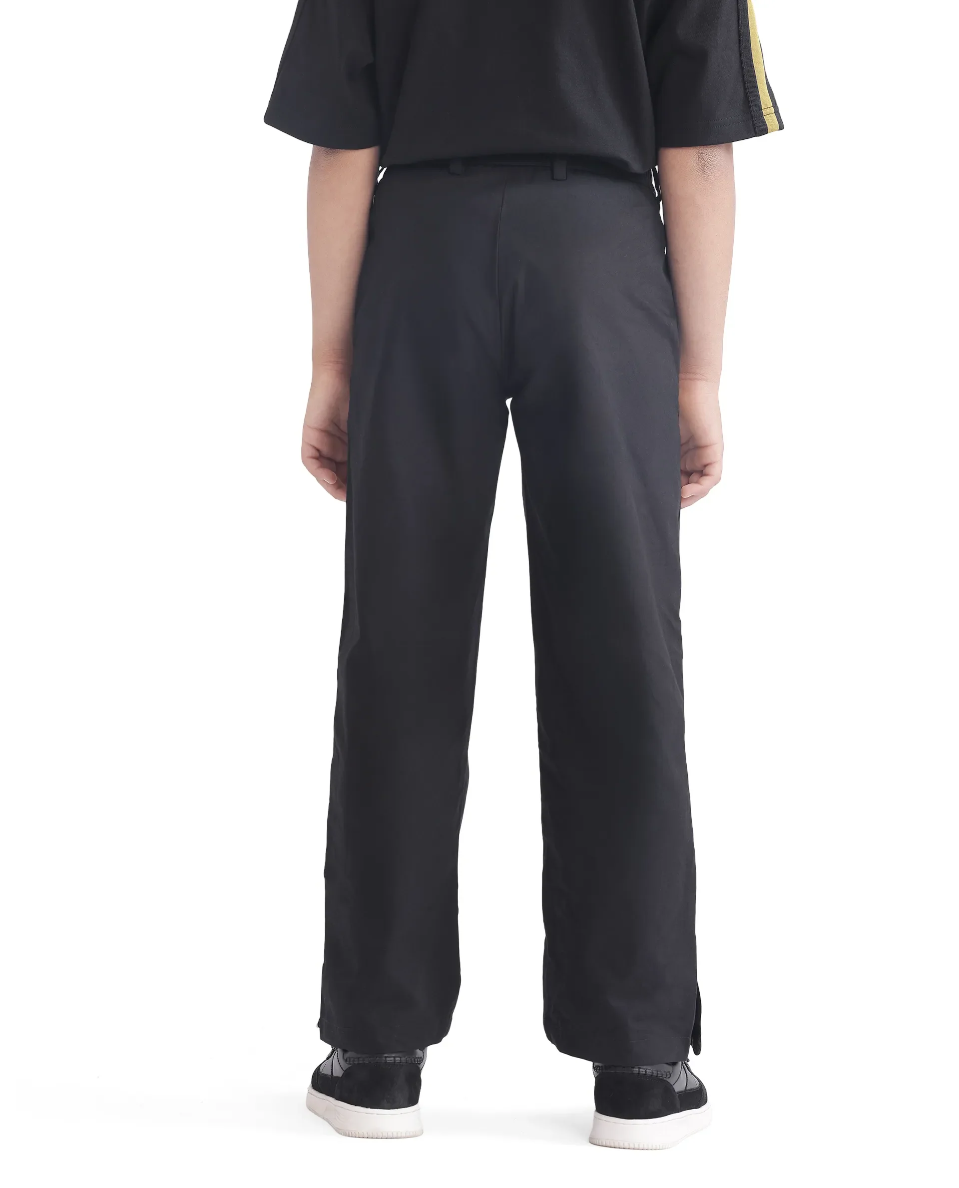 Rare Ones Kids Taper-B Black Tape Detailed Button And Zip Closure Regular Fit Cotton Trouser - Image 8