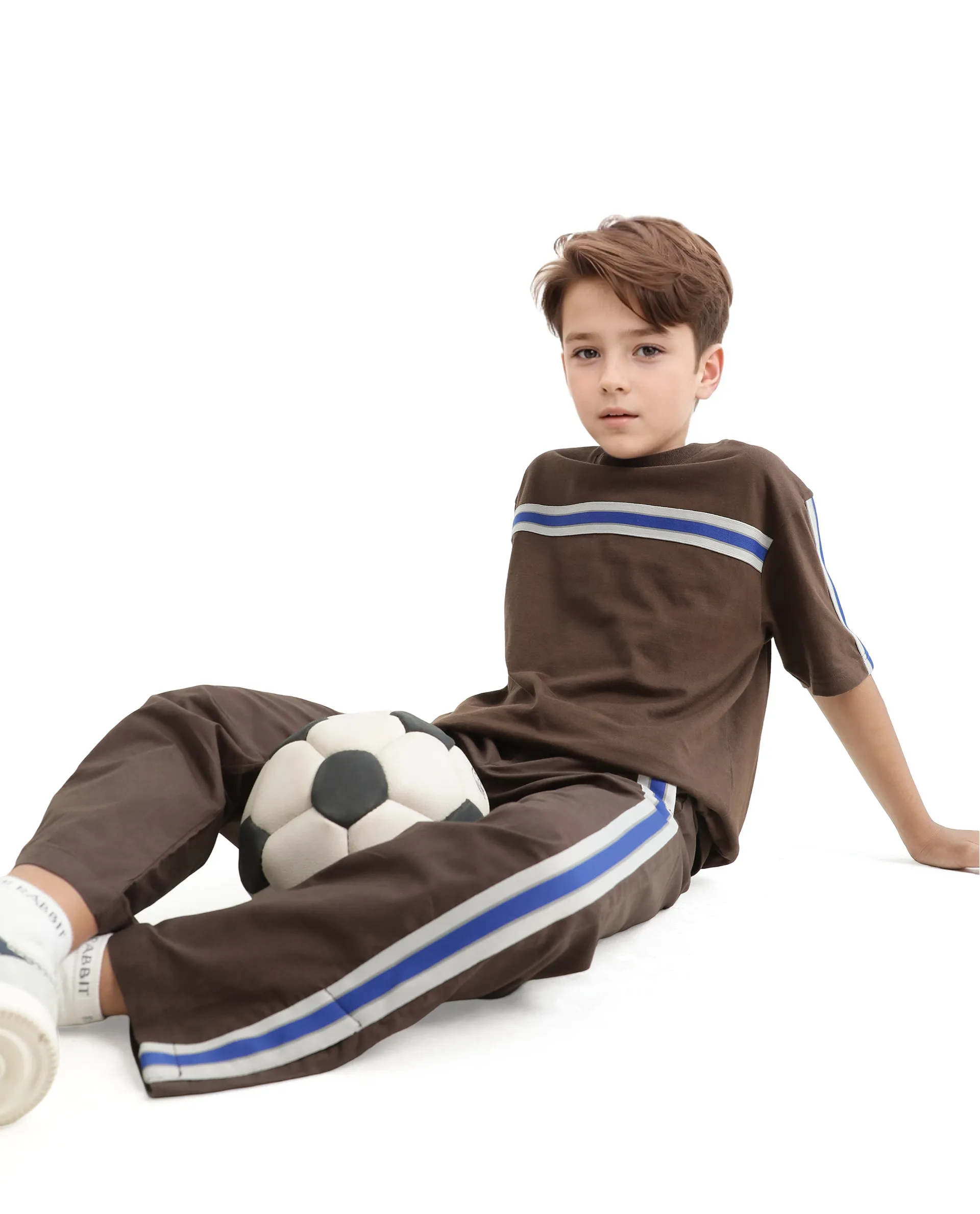 Rare Ones Kids Taper-B Brown Tape Detailed Button And Zip Closure Regular Fit Cotton Trouser - Image 3