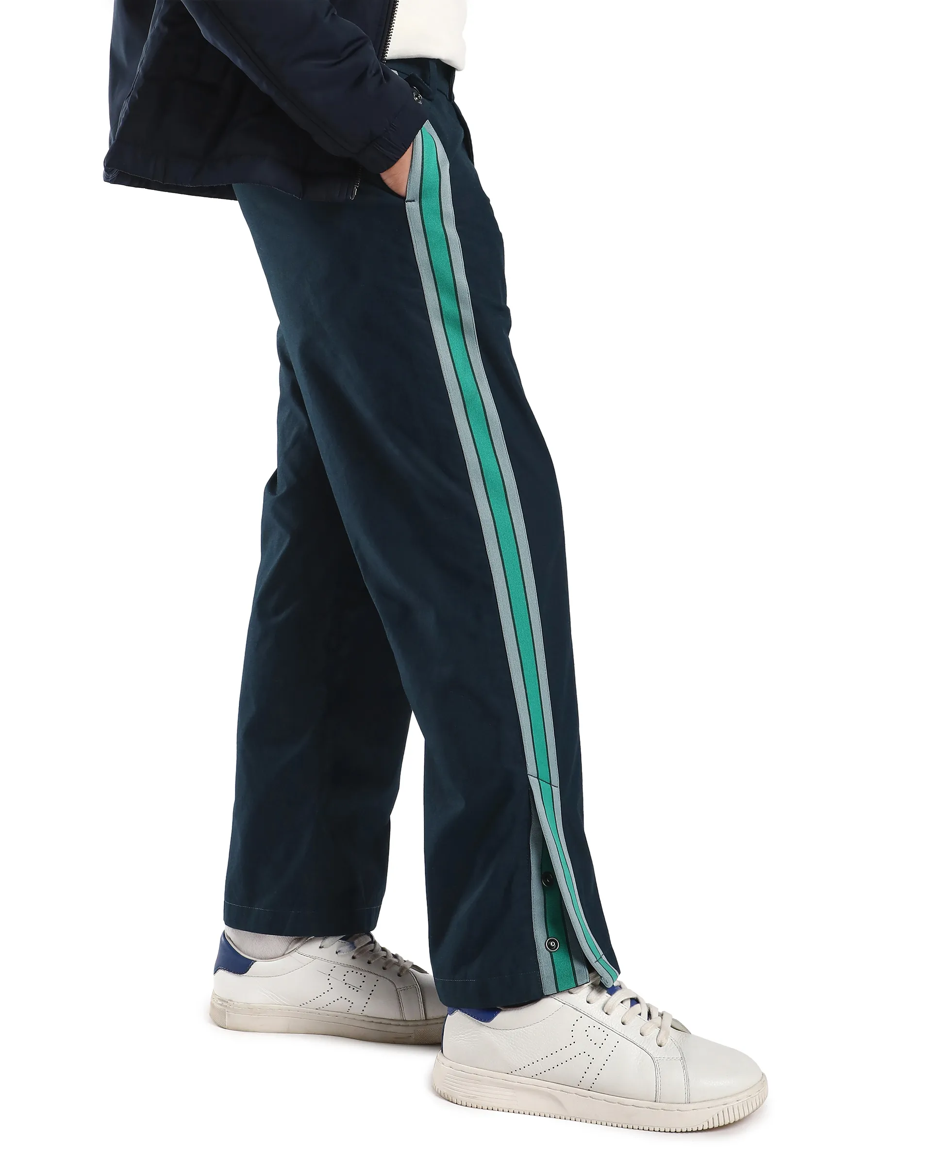Rare Ones Kids Taper-B Navy Tape Detailed Button And Zip Closure Regular Fit Cotton Trouser - Image 6