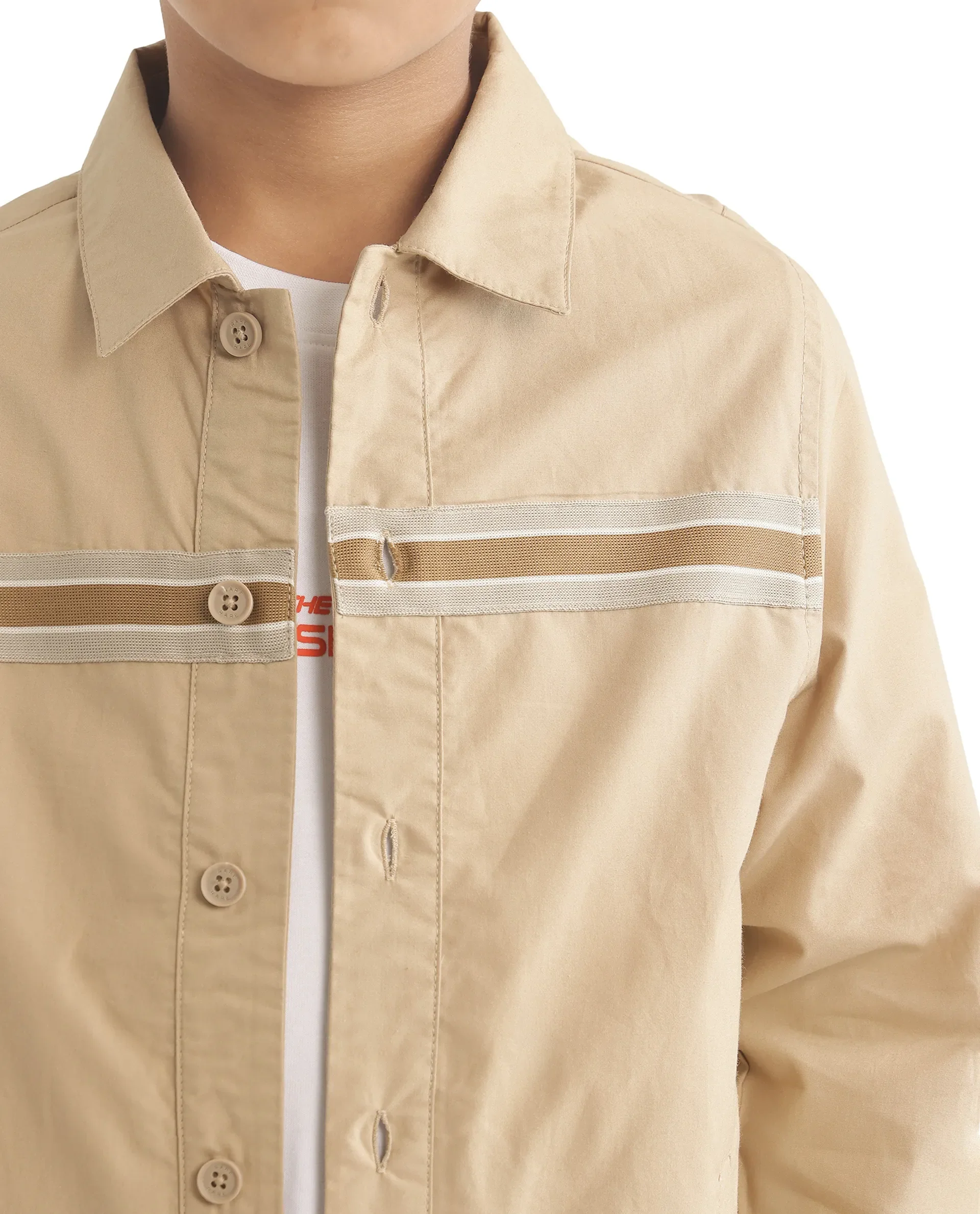 Rare Ones Kids Taper-S Beige Cotton Full Sleeve Button Closure Solid Terron Fit Shacket - Image 11