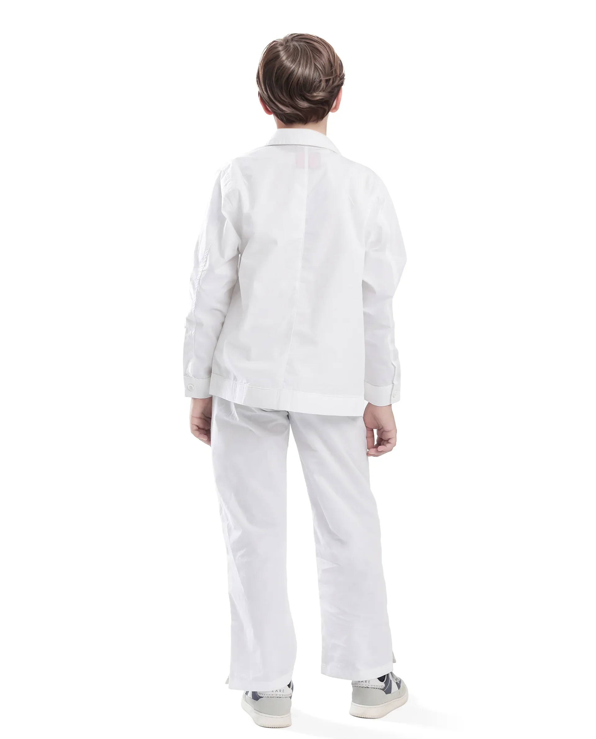Rare Ones Kids Taper-S White Cotton Full Sleeve Button Closure Solid Terron Fit Shacket - Image 10
