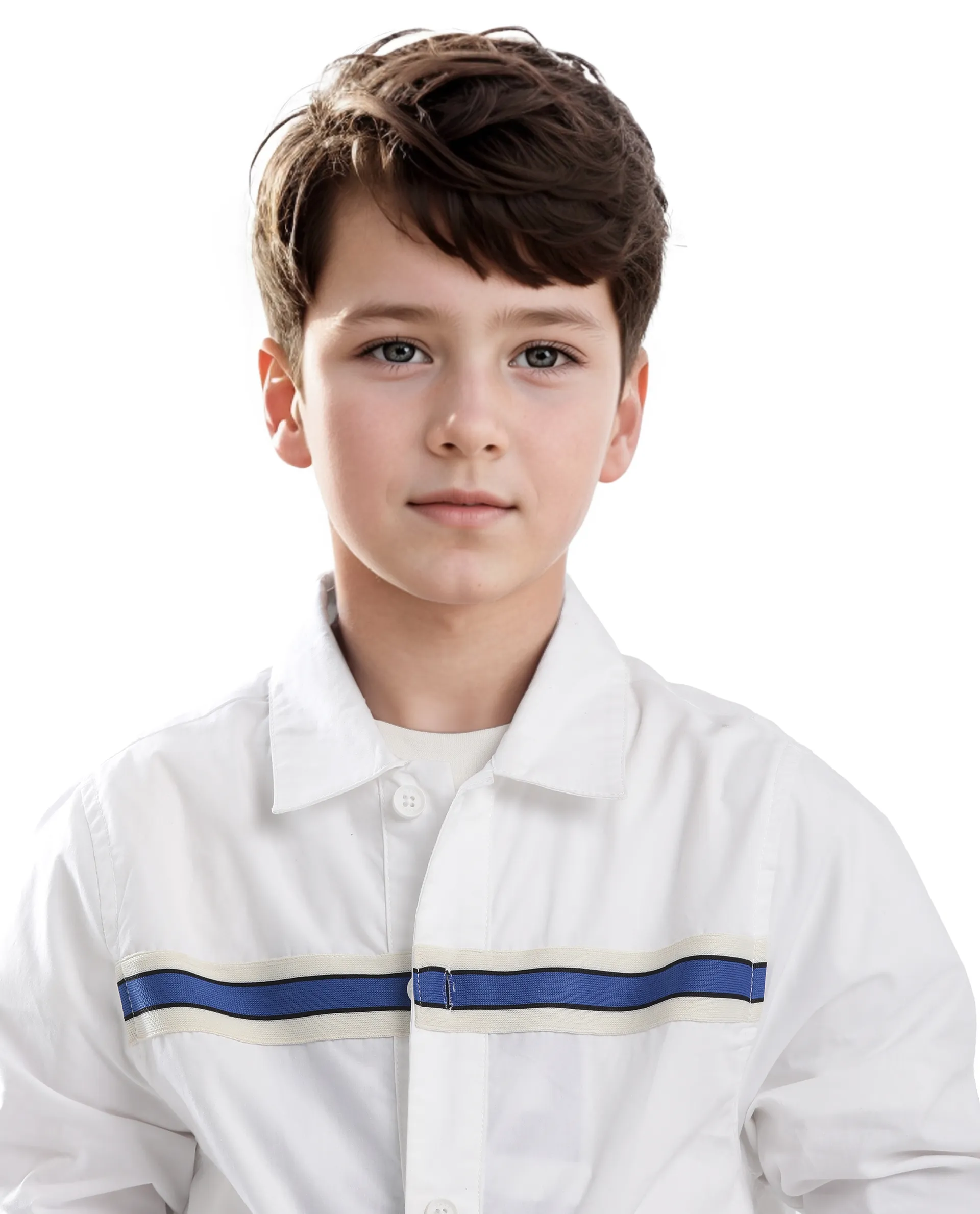 Rare Ones Kids Taper-S White Cotton Full Sleeve Button Closure Solid Terron Fit Shacket - Image 3