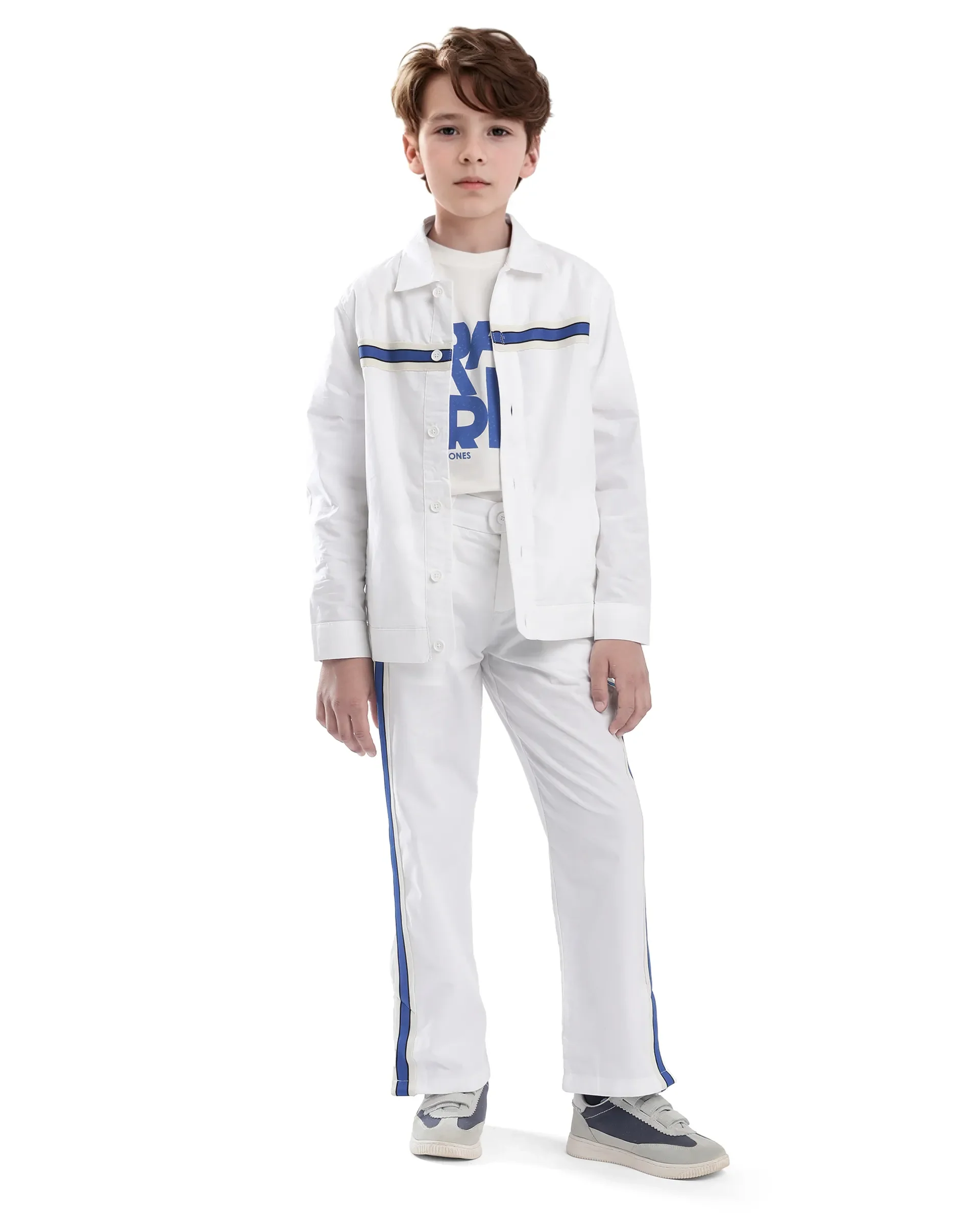 Rare Ones Kids Taper-S White Cotton Full Sleeve Button Closure Solid Terron Fit Shacket - Image 6