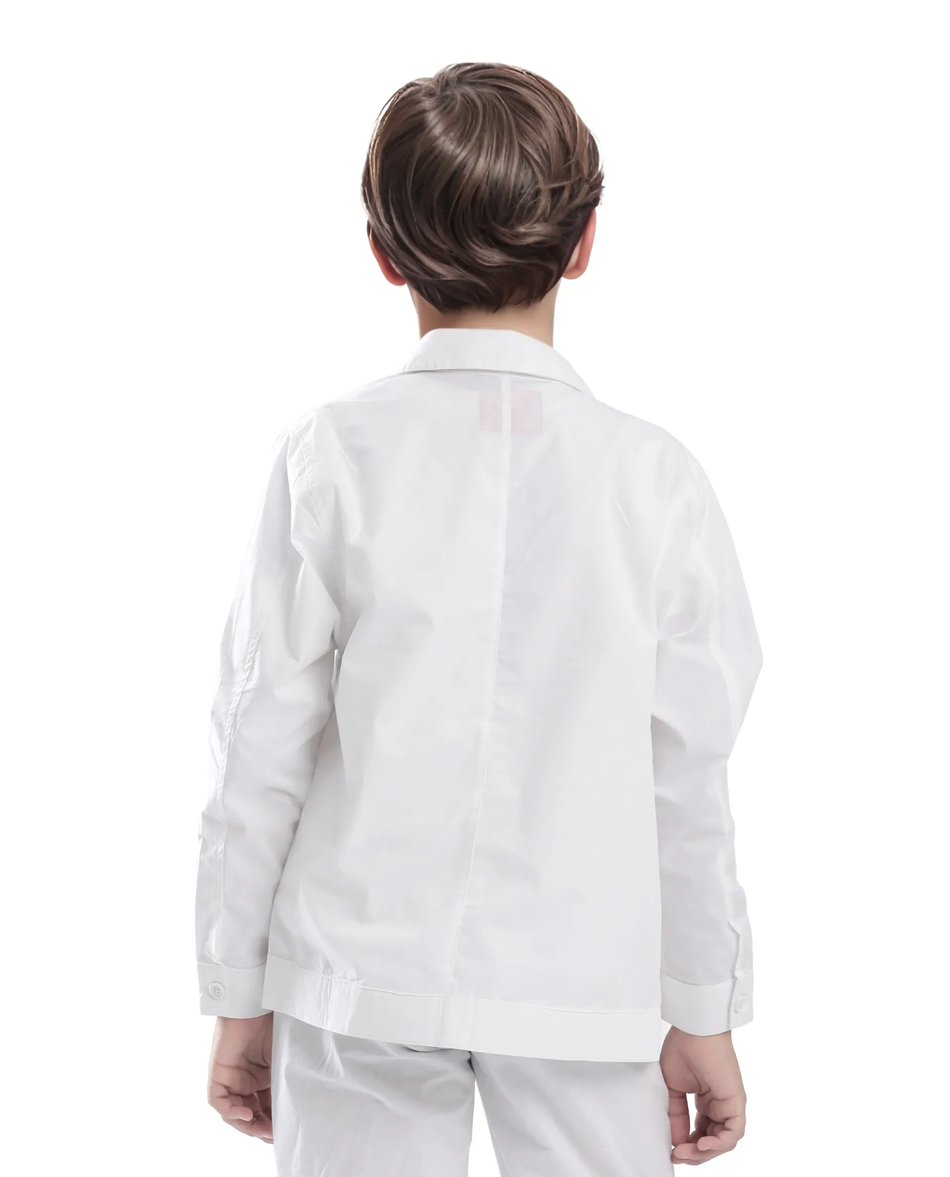 Rare Ones Kids Taper-S White Cotton Full Sleeve Button Closure Solid Terron Fit Shacket - Image 9