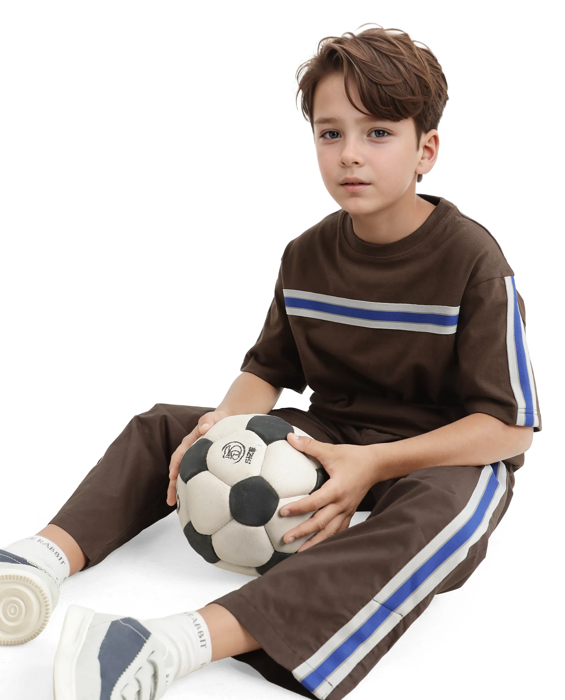 Rare Ones Kids Taper-T Dark Brown Polyester Fabric Short Sleeve Crew Neck Plain T-Shirt - Image 2