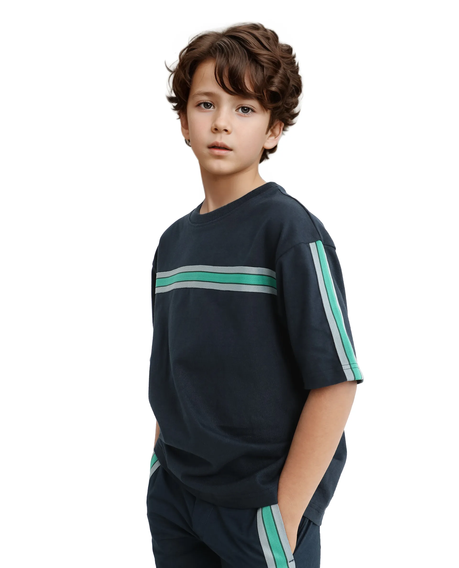 Rare Ones Kids Taper-T Navy Polyester Blend Short Sleeve Crew Neck Print T-Shirt - Image 11