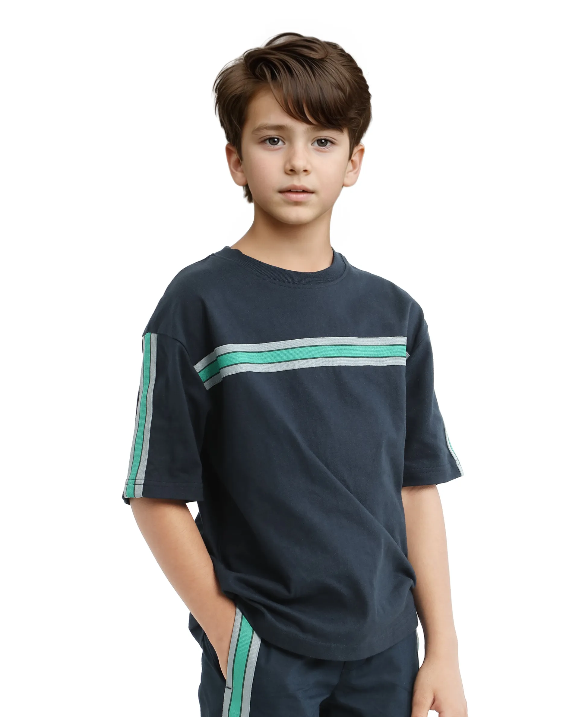 Rare Ones Kids Taper-T Navy Polyester Blend Short Sleeve Crew Neck Print T-Shirt - Image 4