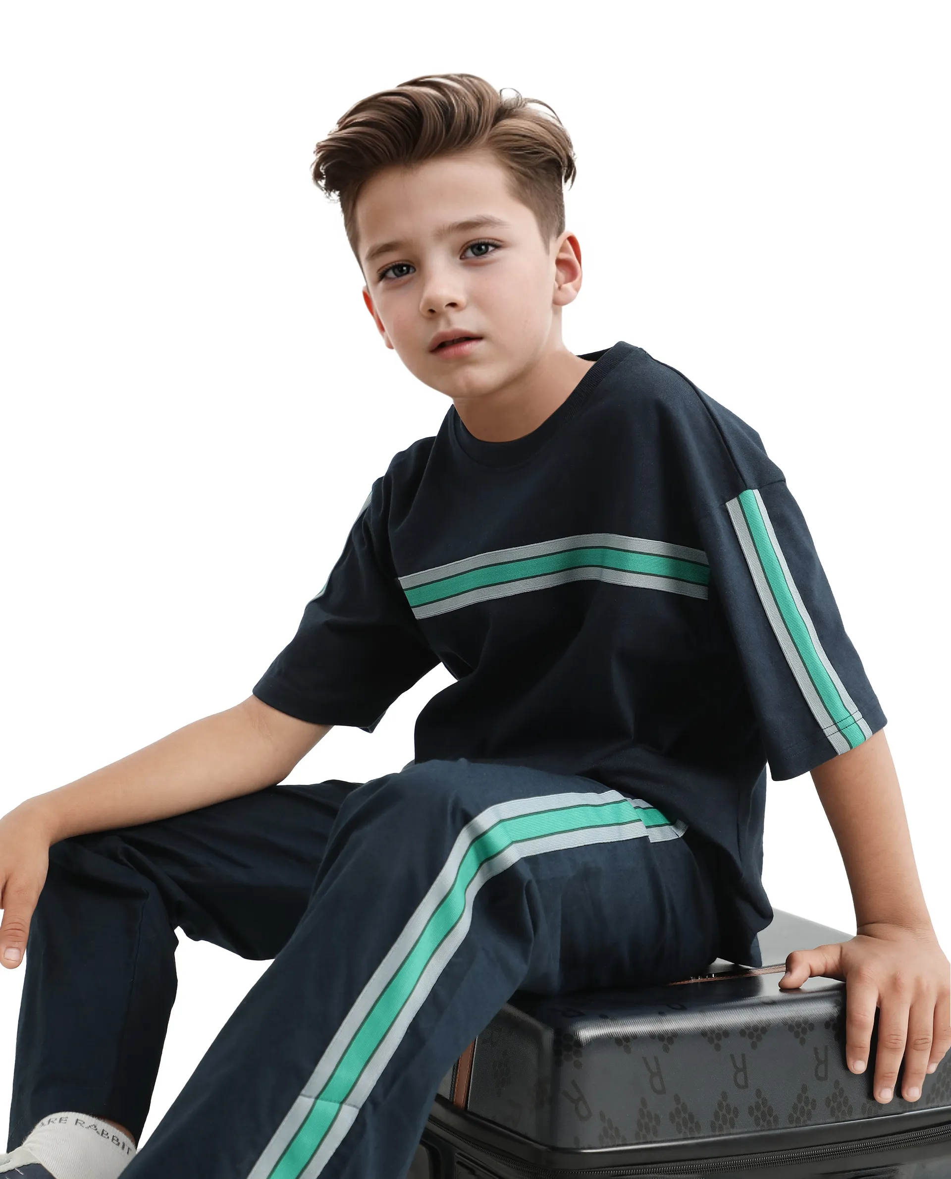 Rare Ones Kids Taper-T Navy Polyester Blend Short Sleeve Crew Neck Print T-Shirt - Image 5