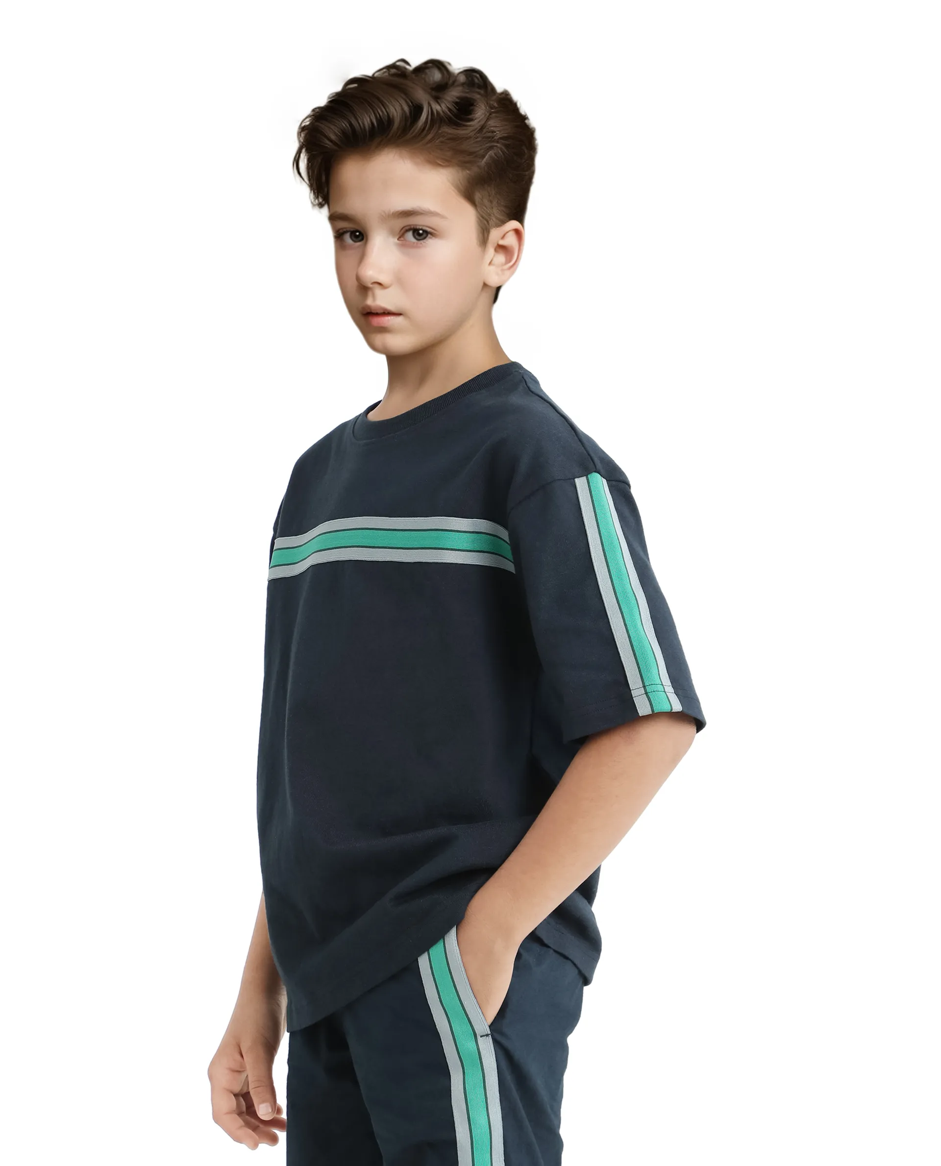 Rare Ones Kids Taper-T Navy Polyester Blend Short Sleeve Crew Neck Print T-Shirt - Image 8