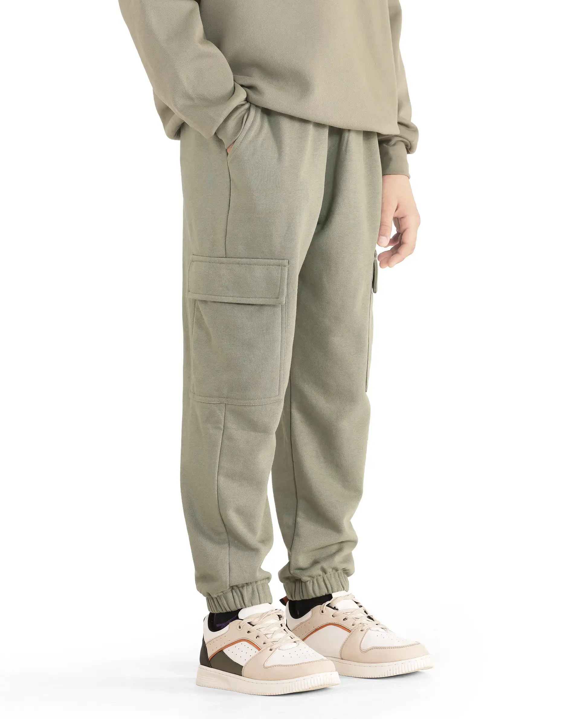 Rare Ones Kids Taro Dusky Green Cotton Poly Solid Trackpant - Image 7