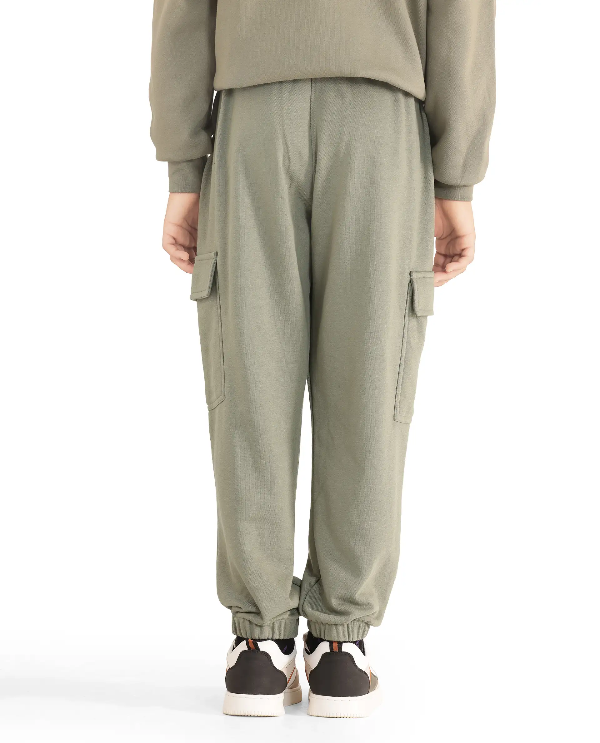 Rare Ones Kids Taro Dusky Green Cotton Poly Solid Trackpant - Image 8