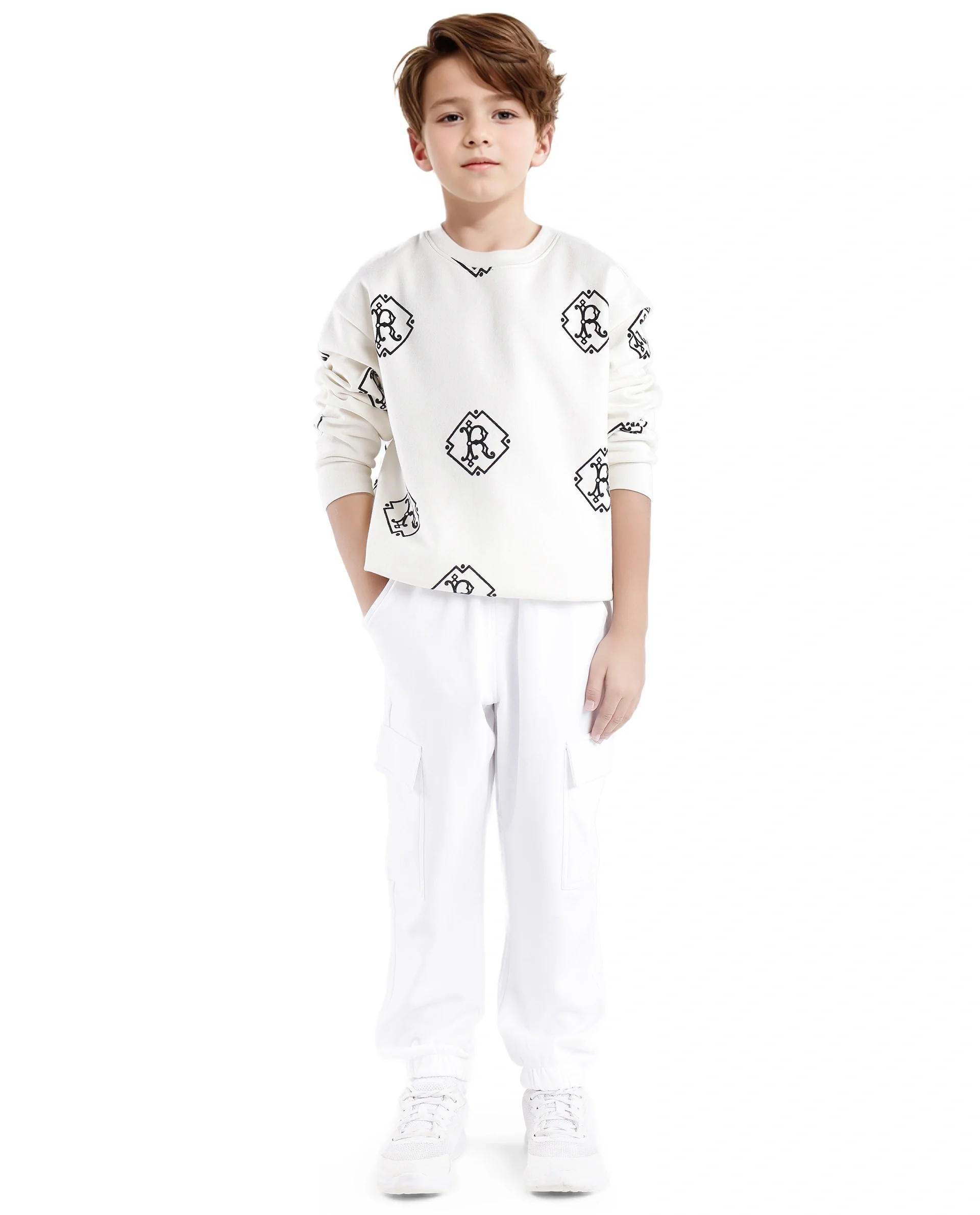 Rare Ones Kids Taro White Cotton Poly Solid Trackpant - Image 4
