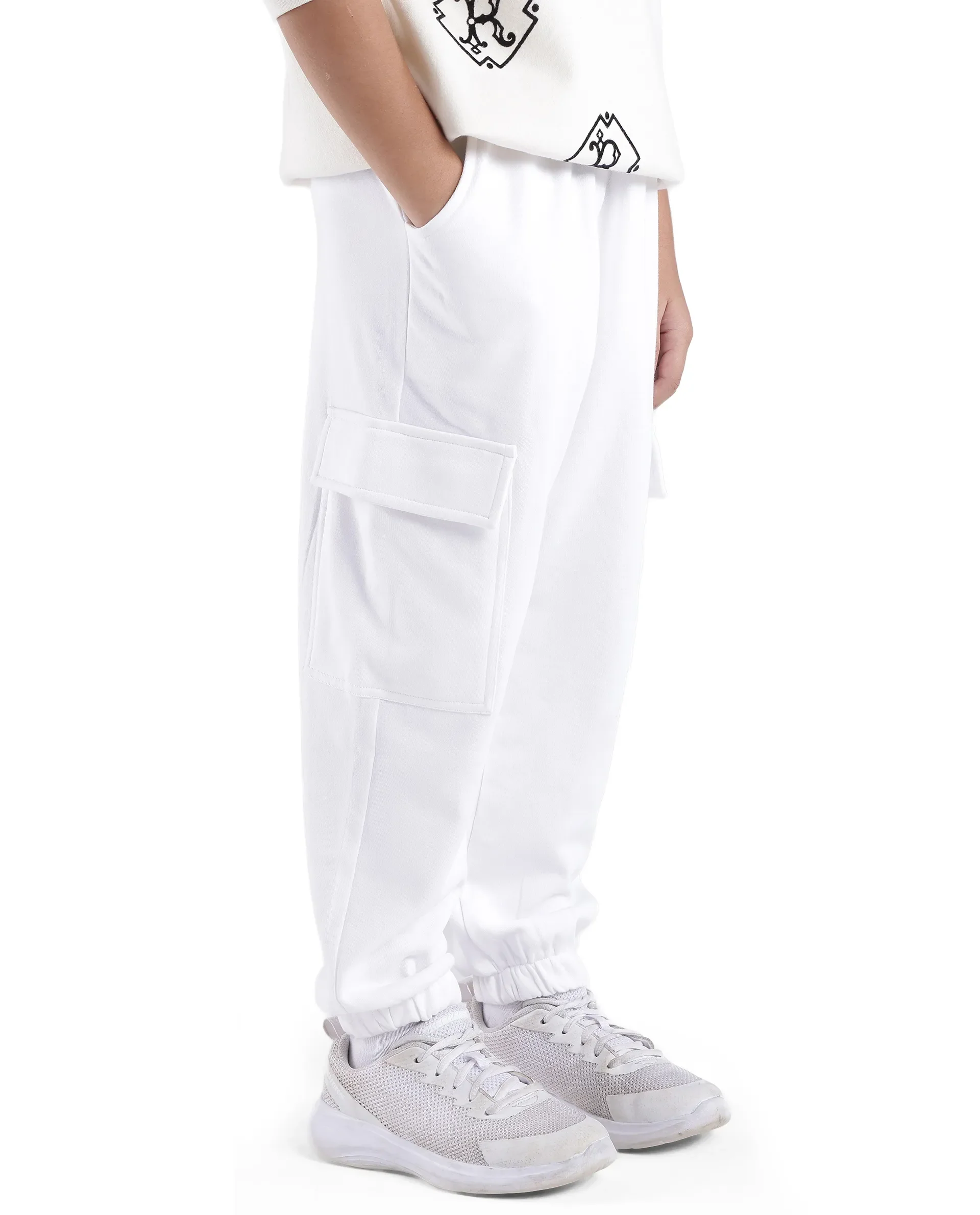 Rare Ones Kids Taro White Cotton Poly Solid Trackpant - Image 5