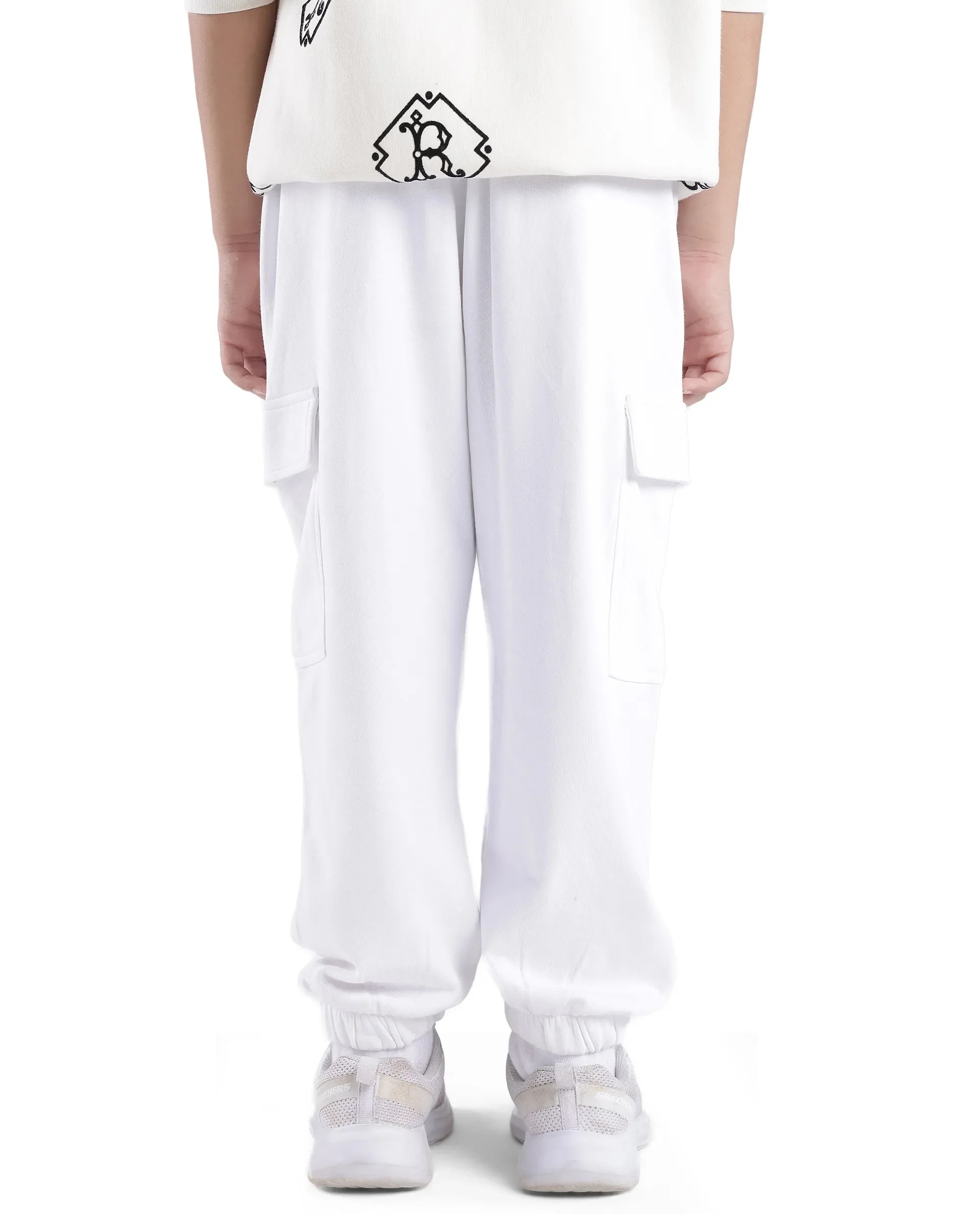 Rare Ones Kids Taro White Cotton Poly Solid Trackpant - Image 7