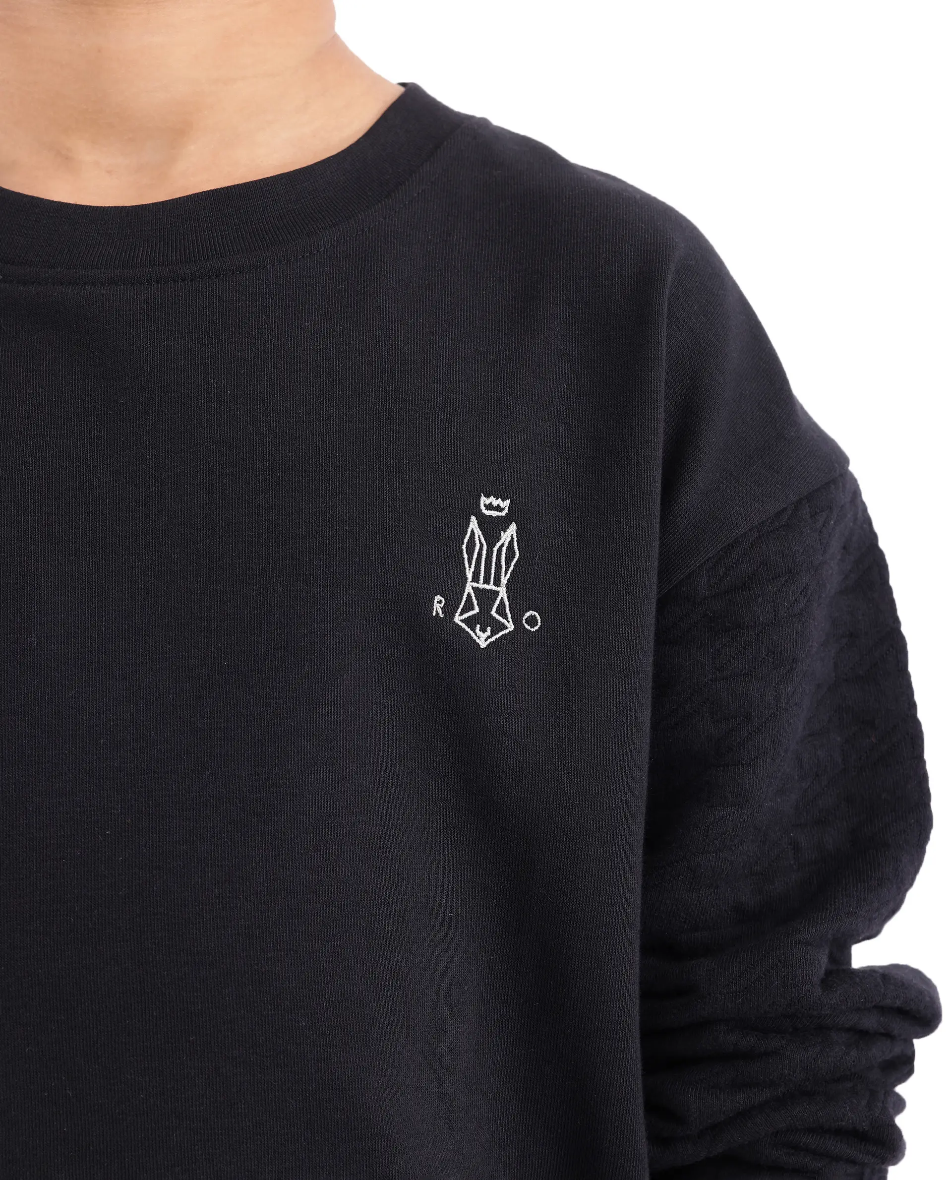 Rare Ones Kids Taron Black Cotton Poly Full Sleeve Embroidered Sweatshirt - Image 3
