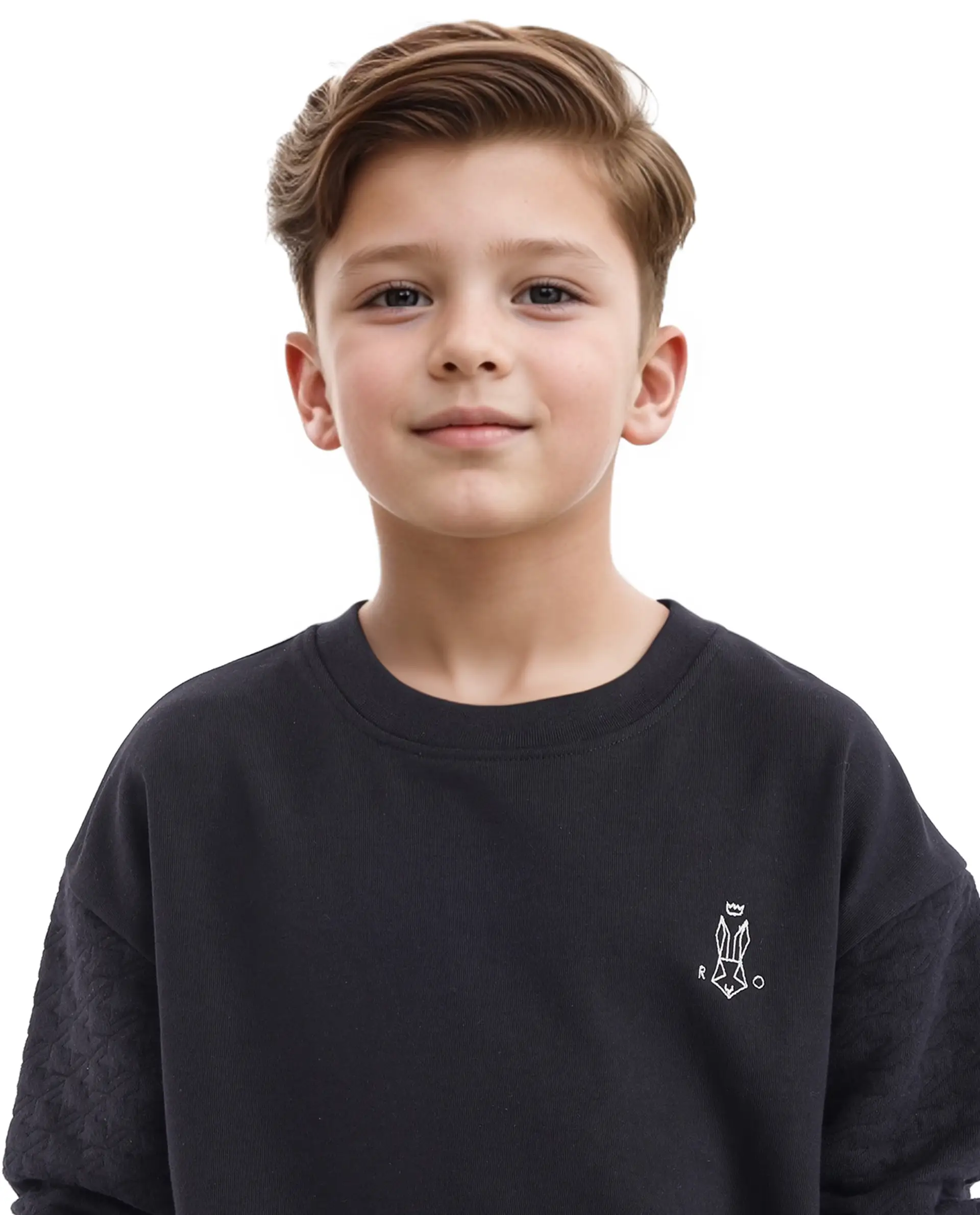 Rare Ones Kids Taron Black Cotton Poly Full Sleeve Embroidered Sweatshirt - Image 4