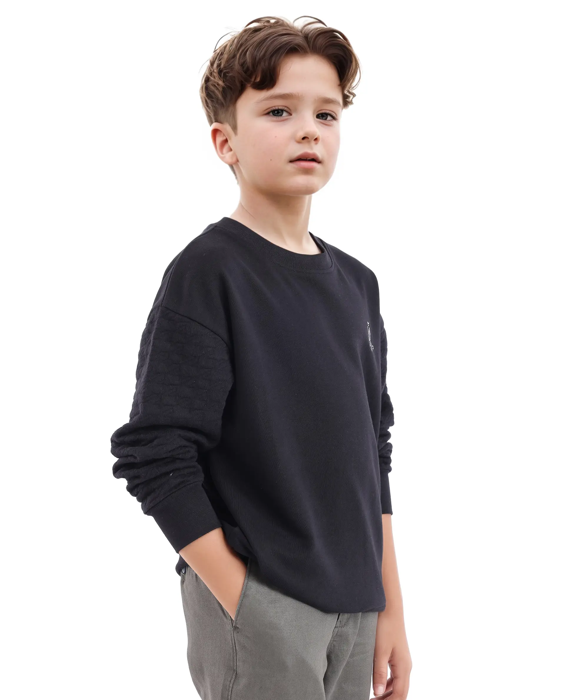 Rare Ones Kids Taron Black Cotton Poly Full Sleeve Embroidered Sweatshirt - Image 6