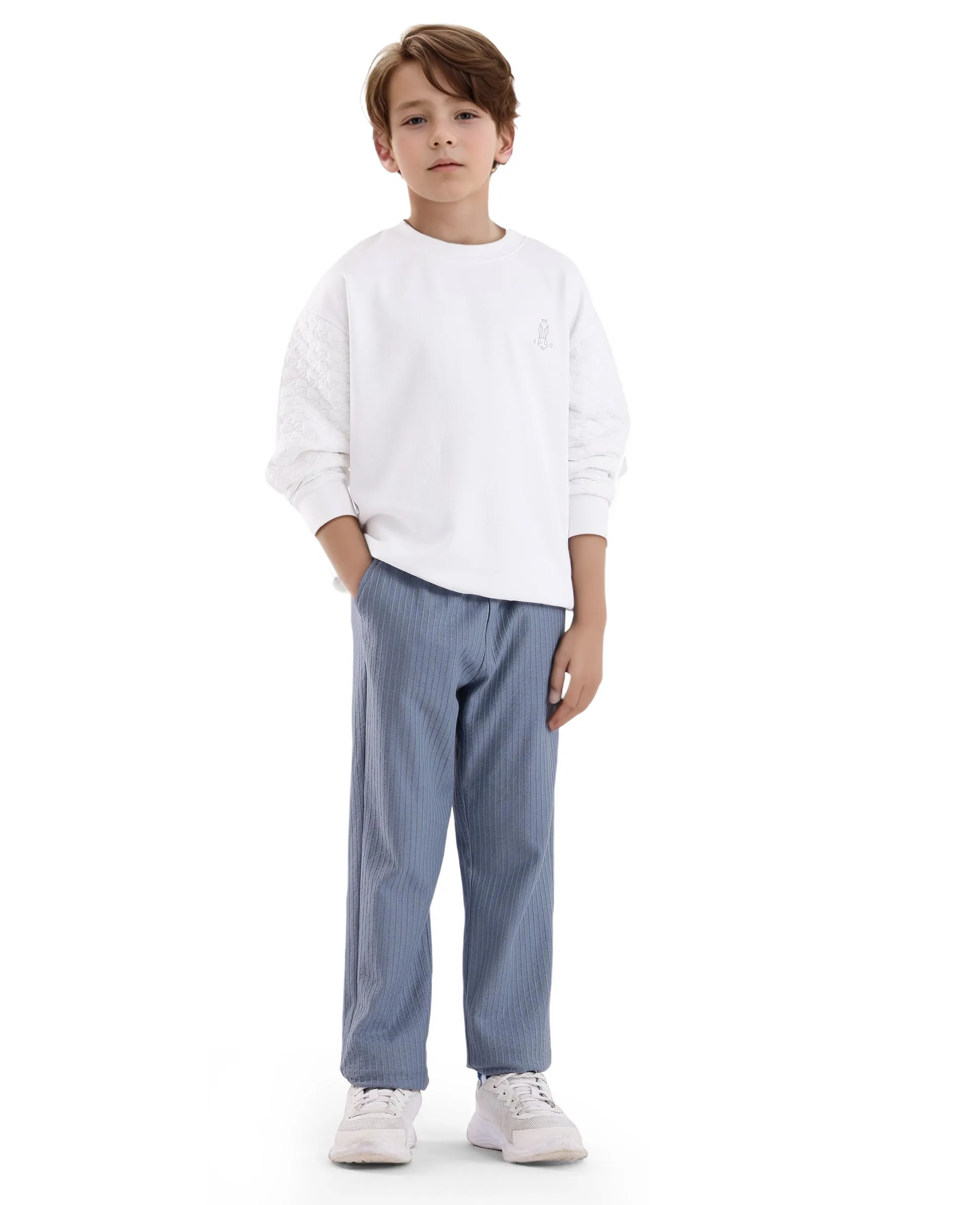 Rare Ones Kids Taron White Cotton Full Sleeve Embroidered Sweatshirt - Image 2