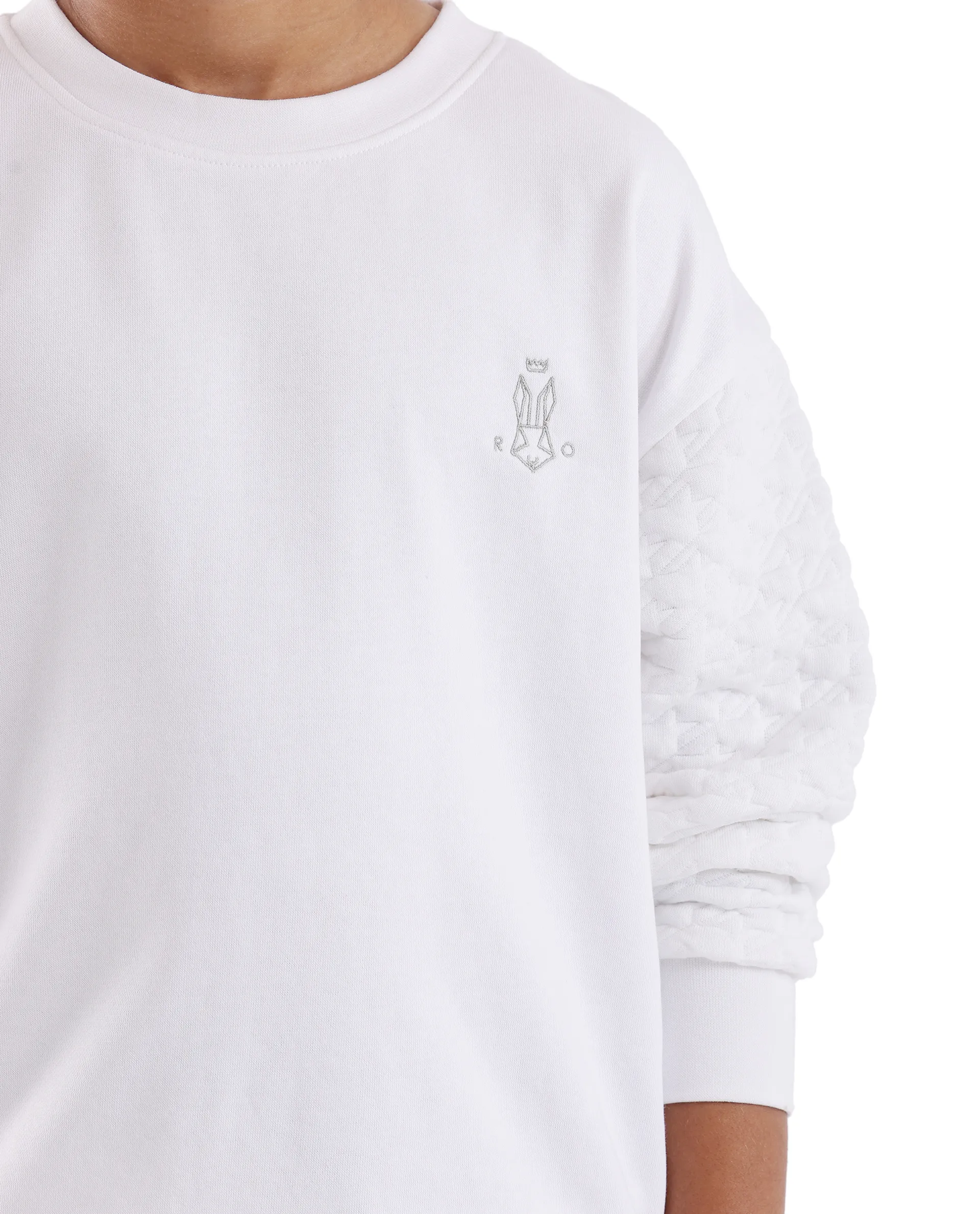 Rare Ones Kids Taron White Cotton Full Sleeve Embroidered Sweatshirt - Image 6
