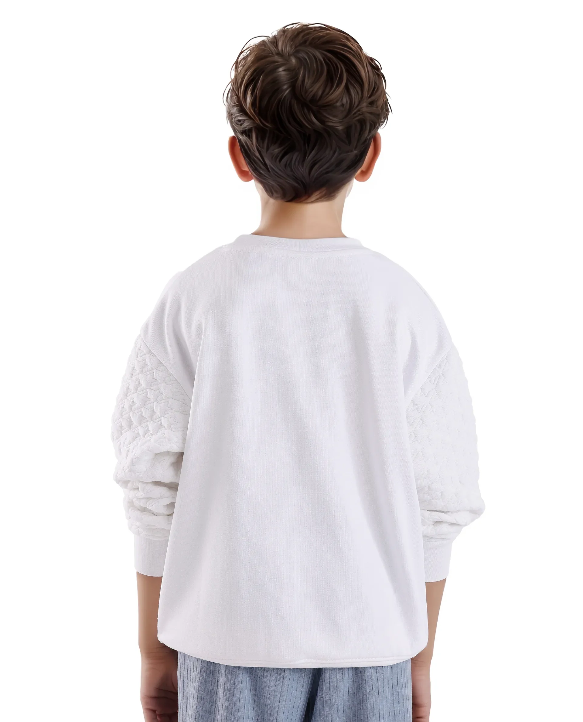 Rare Ones Kids Taron White Cotton Full Sleeve Embroidered Sweatshirt - Image 7