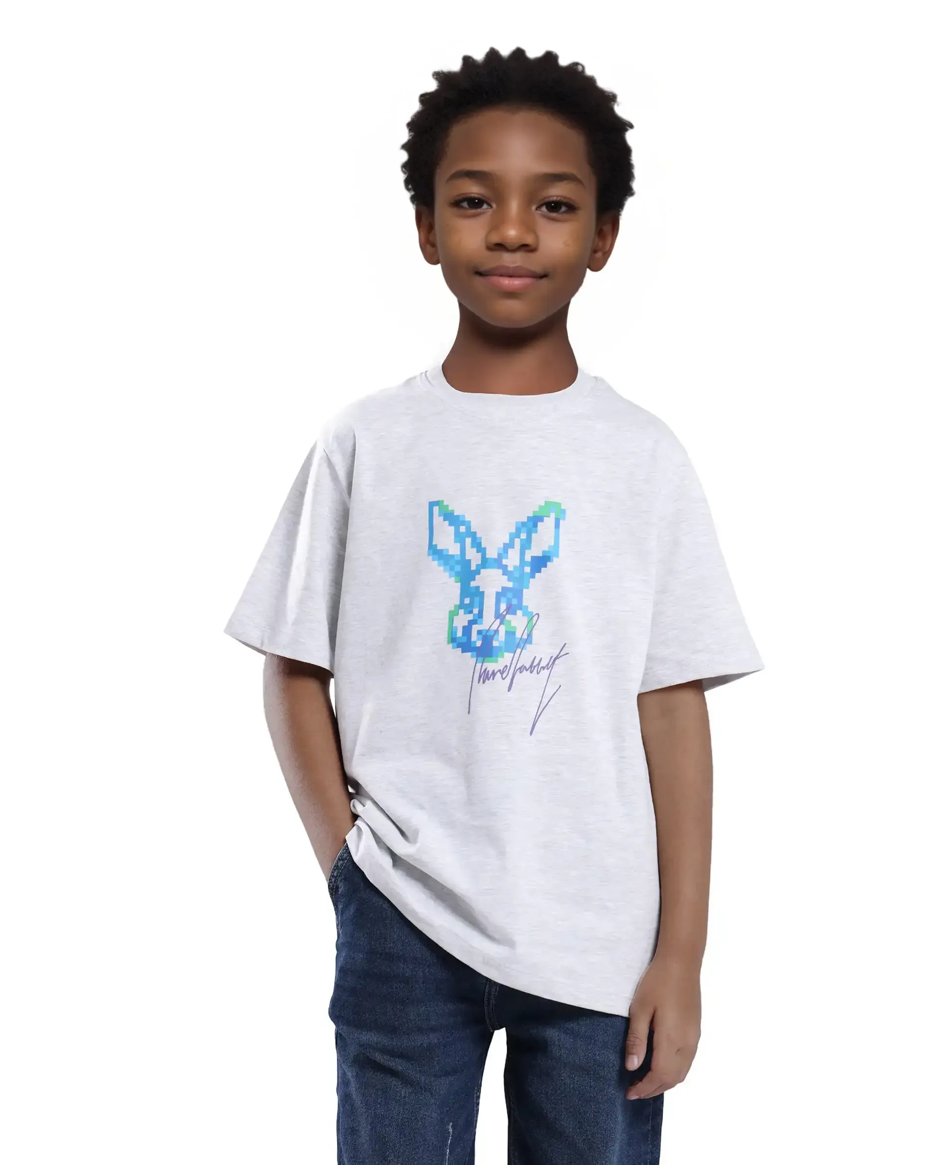 Rare Ones Kids Tebx Grey Cotton Blend Half Sleeve Printed Regular Fit T-Shirt