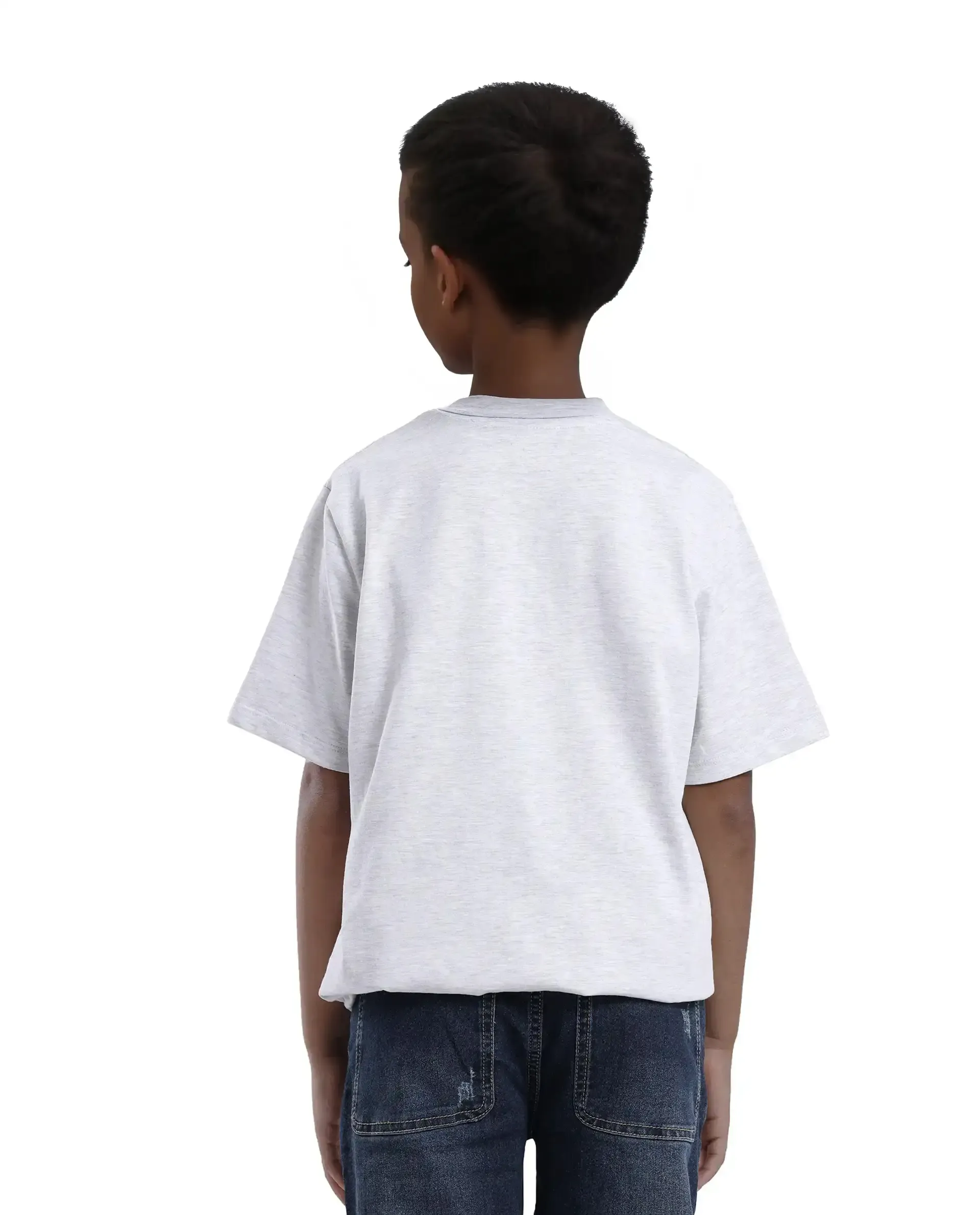 Rare Ones Kids Tebx Grey Cotton Blend Half Sleeve Printed Regular Fit T-Shirt - Image 6
